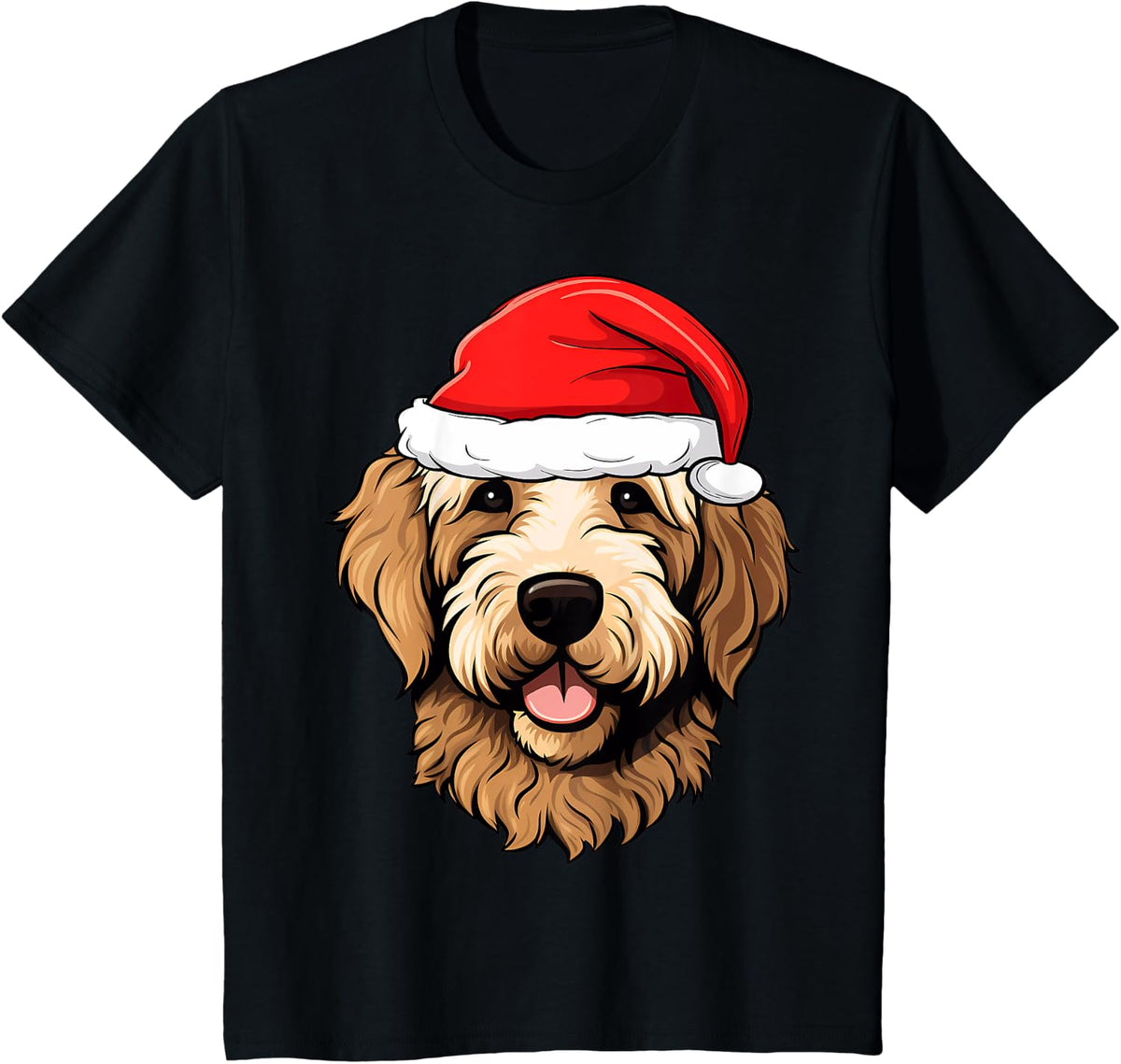 Goldendoodle Christmas Santa Dog Cute Holiday Puppy T-Shirt - Black