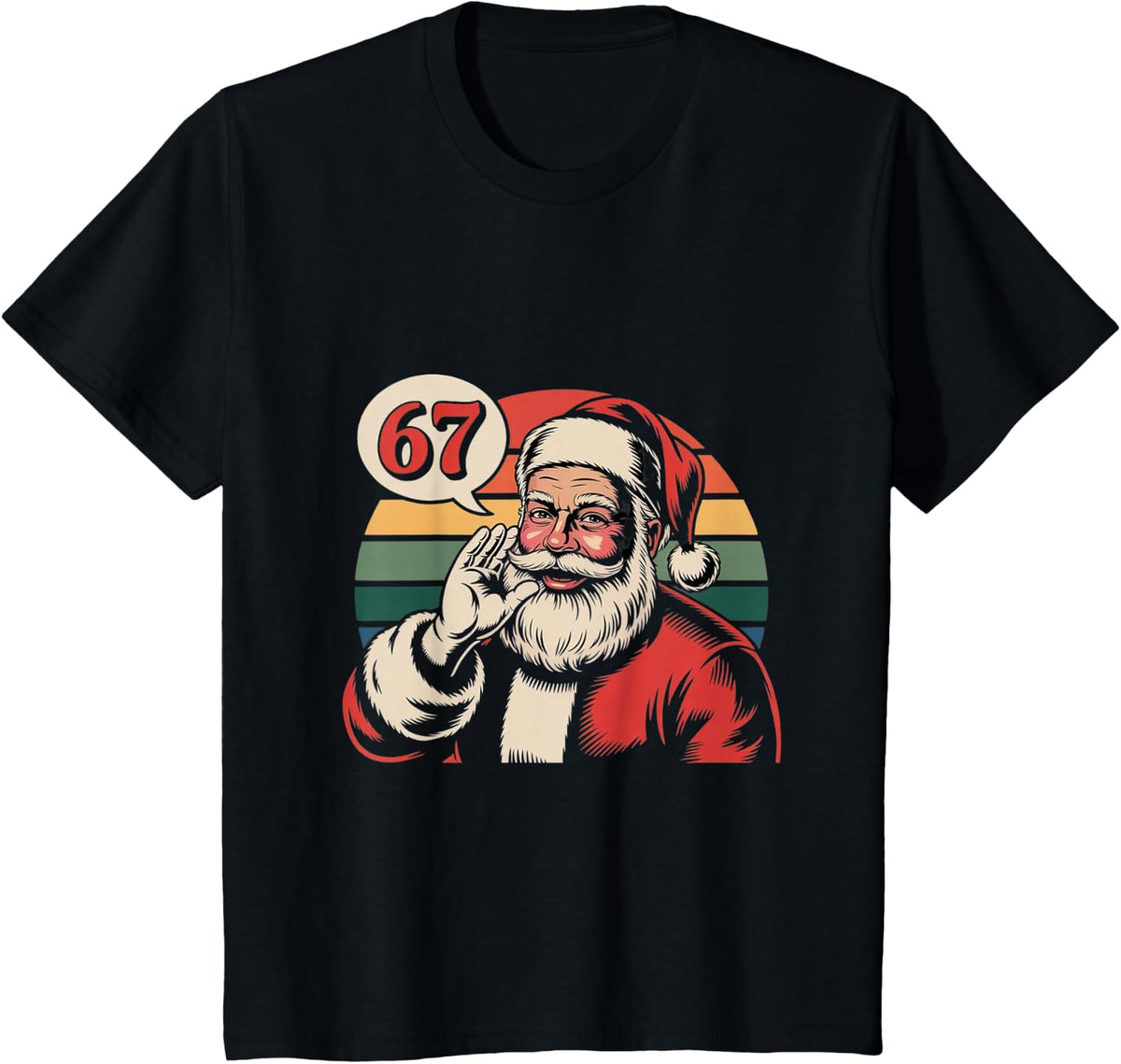 Funny Christmas Six Seven 67 Meme Brainrot Santa Claus Boys T-Shirt - Black