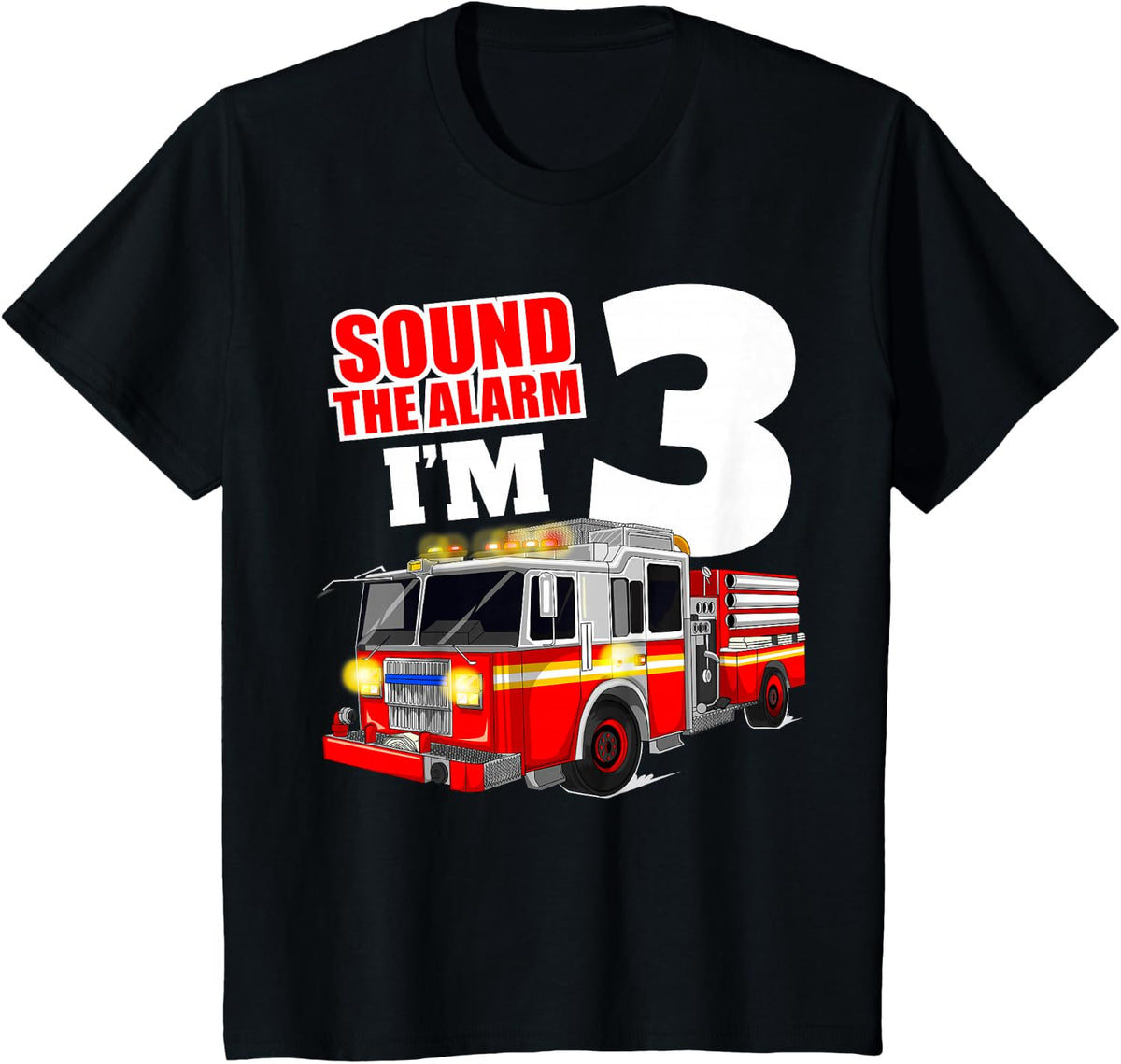 Fire Truck 3rd Birthday Boy Toddler Firefighter T-Shirt - Black