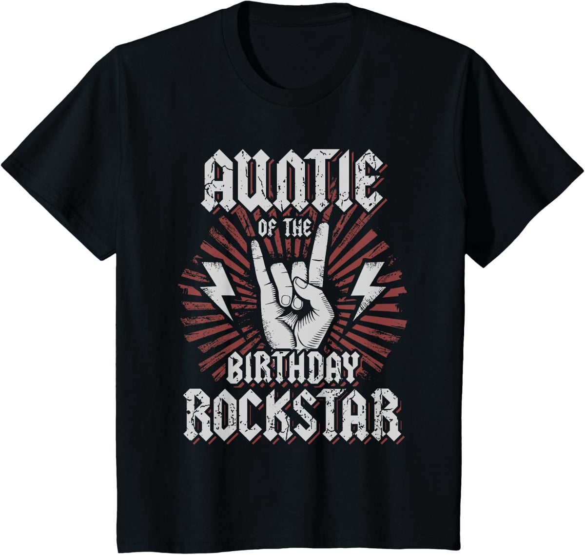 Auntie of the Birthday Rockstar Matching Rocker Rock Star T-Shirt - Black