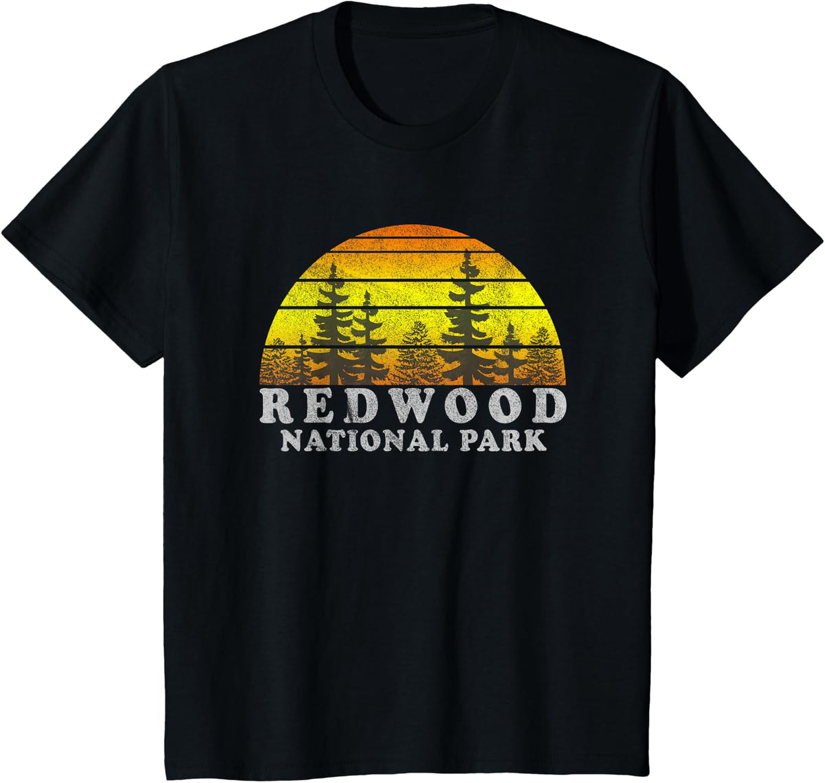 Vintage Redwood National Park Sunset T-Shirt - Black