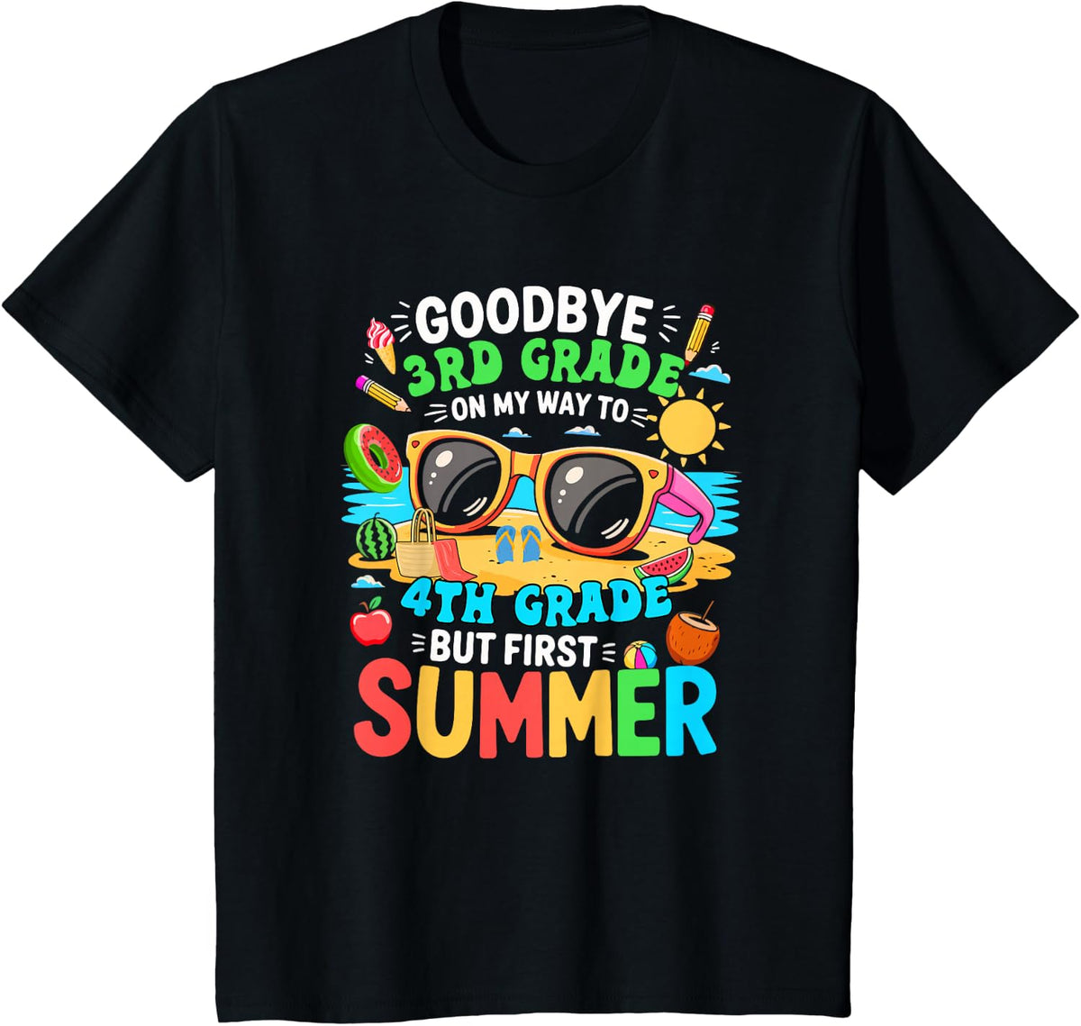 Goodbye 3rd Grade On Way To 4th Grade Student Costume Summer T-Shirt - Black