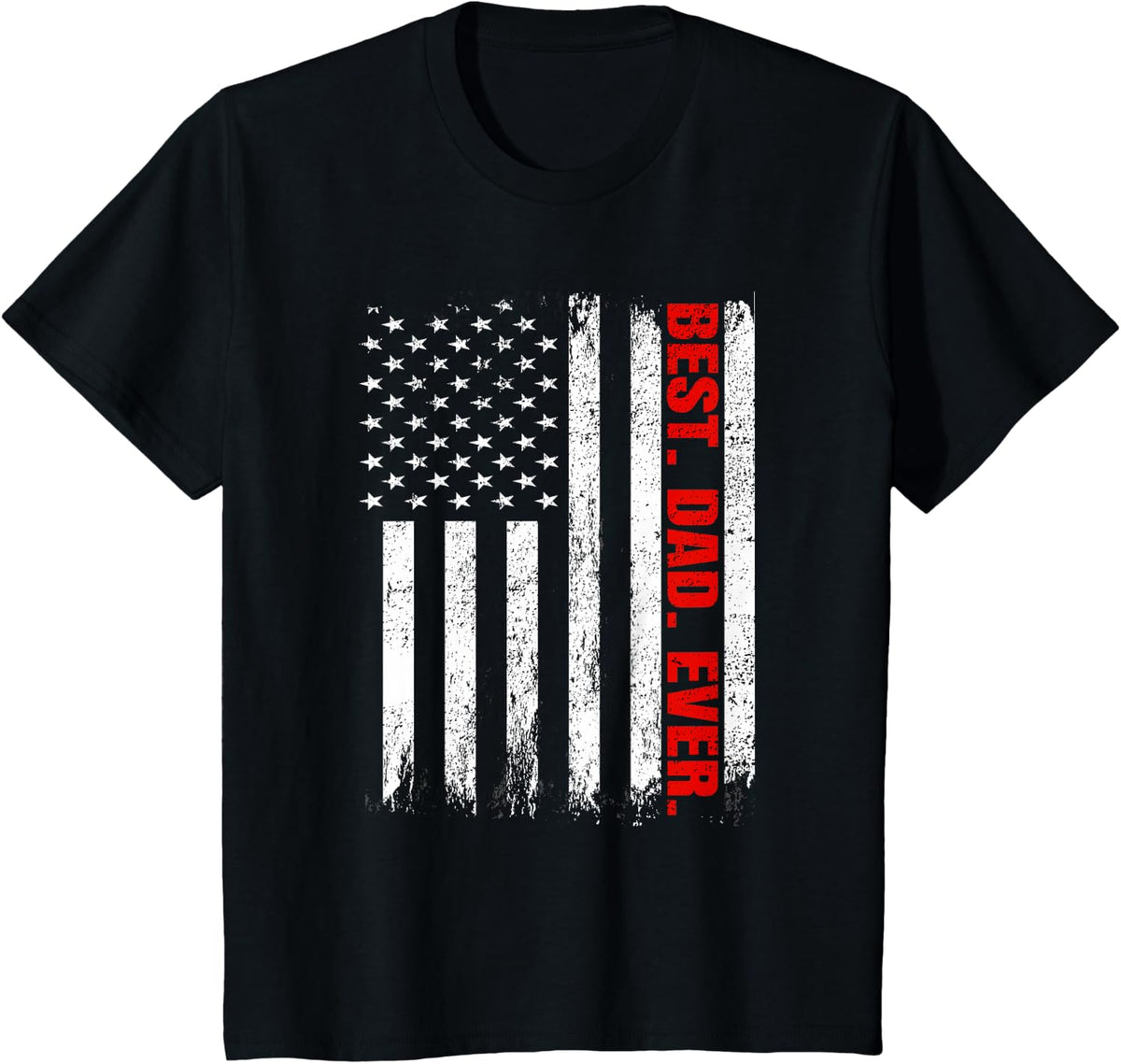Best Dad Ever USA Flag Fathers Day Firefighter Red Line Women Kids Men T-Shirt - Black