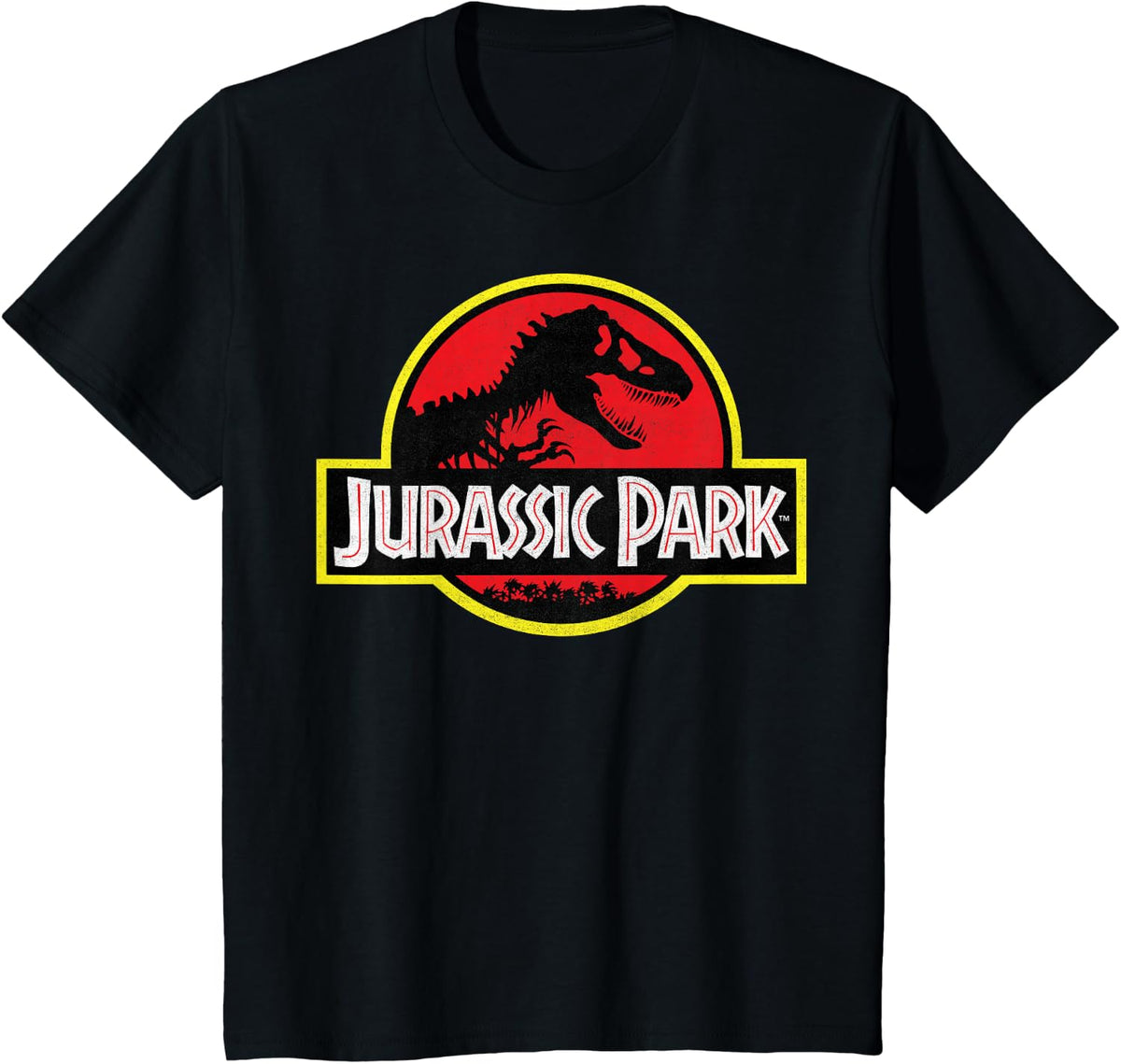 Jurassic Park Distressed Vintage Logo T-Shirt Small - Black
