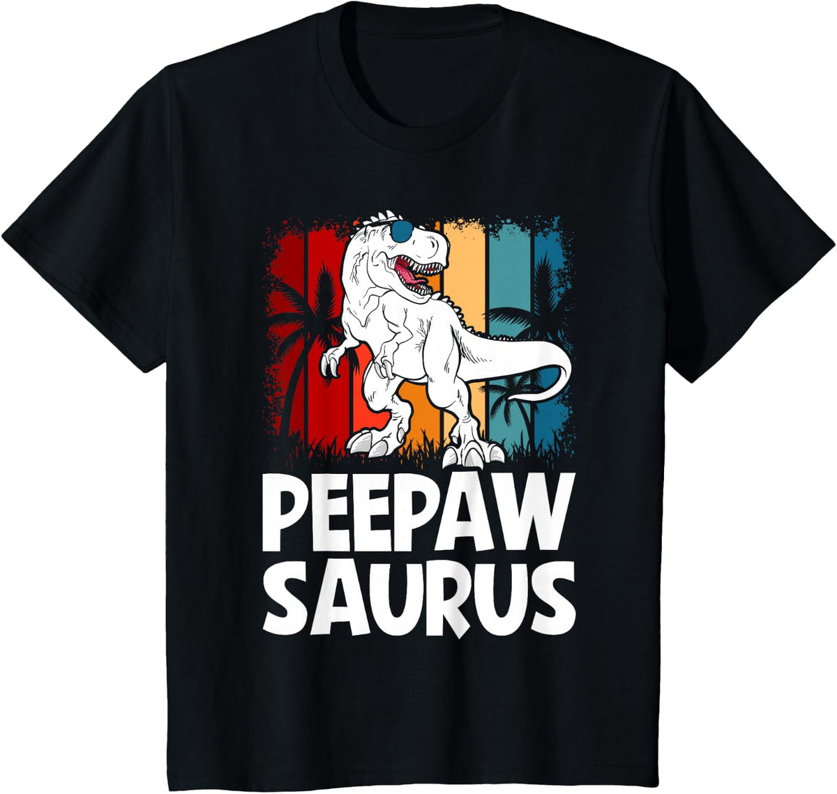Peepawsaurus T-Rex Dinosaur Peepawsaurus Family Matching T-Shirt - Black