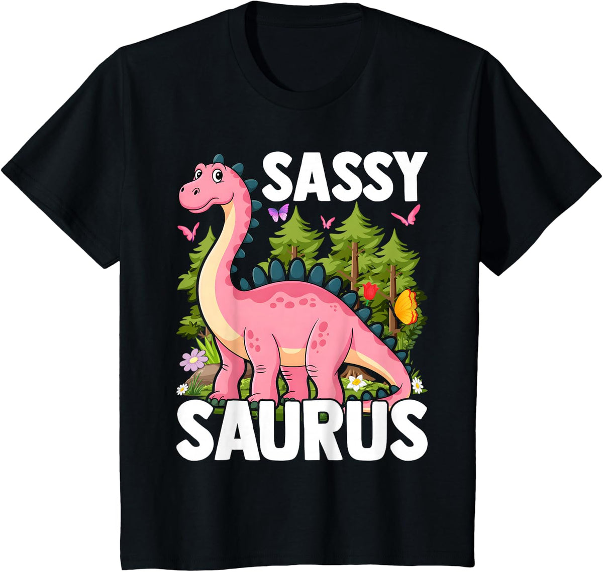 Dinosaur Toddler Girl Shirt Sassy Dino Tee T-Shirt for Girls and Women - Black