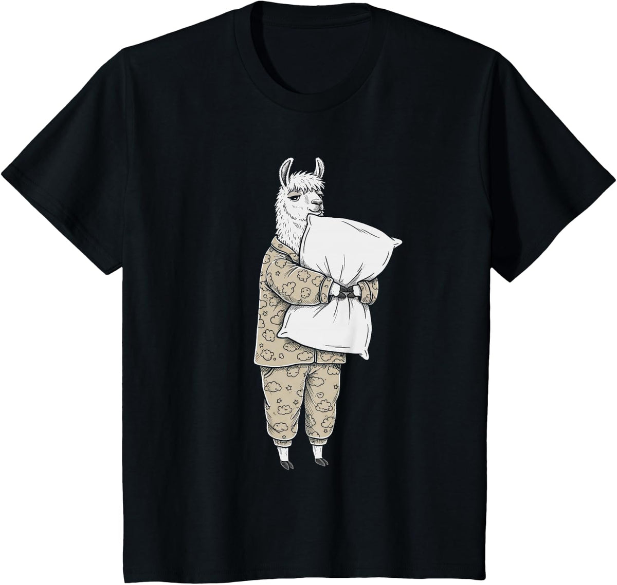 Funny Sleepy Llama Alpaca Pajama Women Kids Boys And Girls T-Shirt - Black