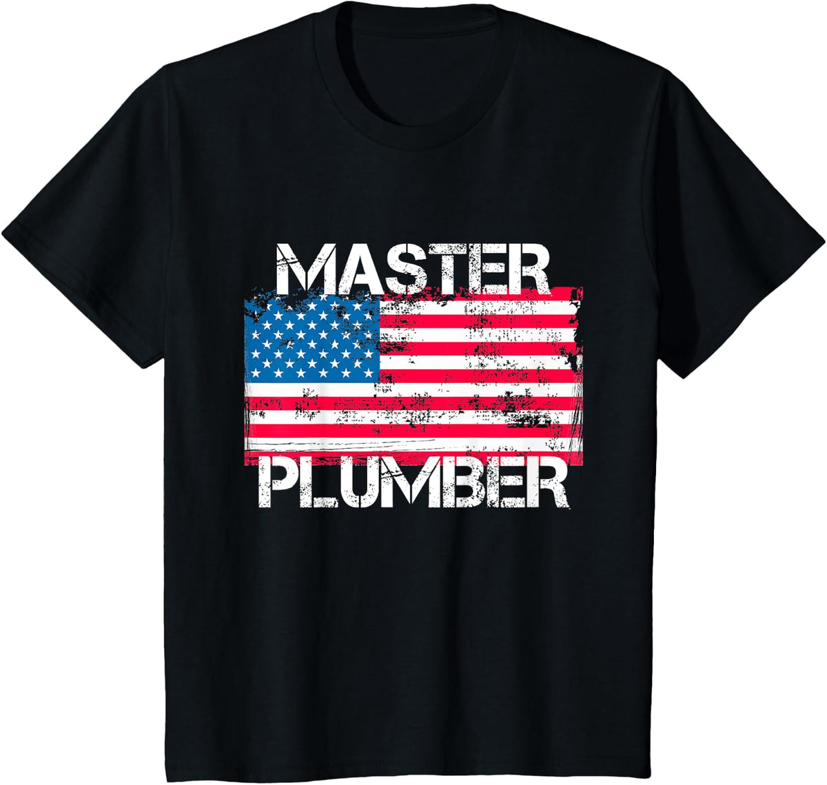 Patriotic Master Plumber Vintage US Flag Plumbing Expert Women Kids Men T-Shirt - Black