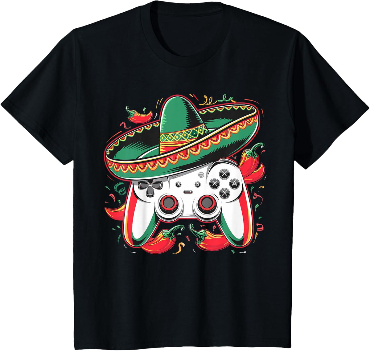 Cinco de Mayo kids Gamer Video game Controller Mexican boys T-Shirt - Black
