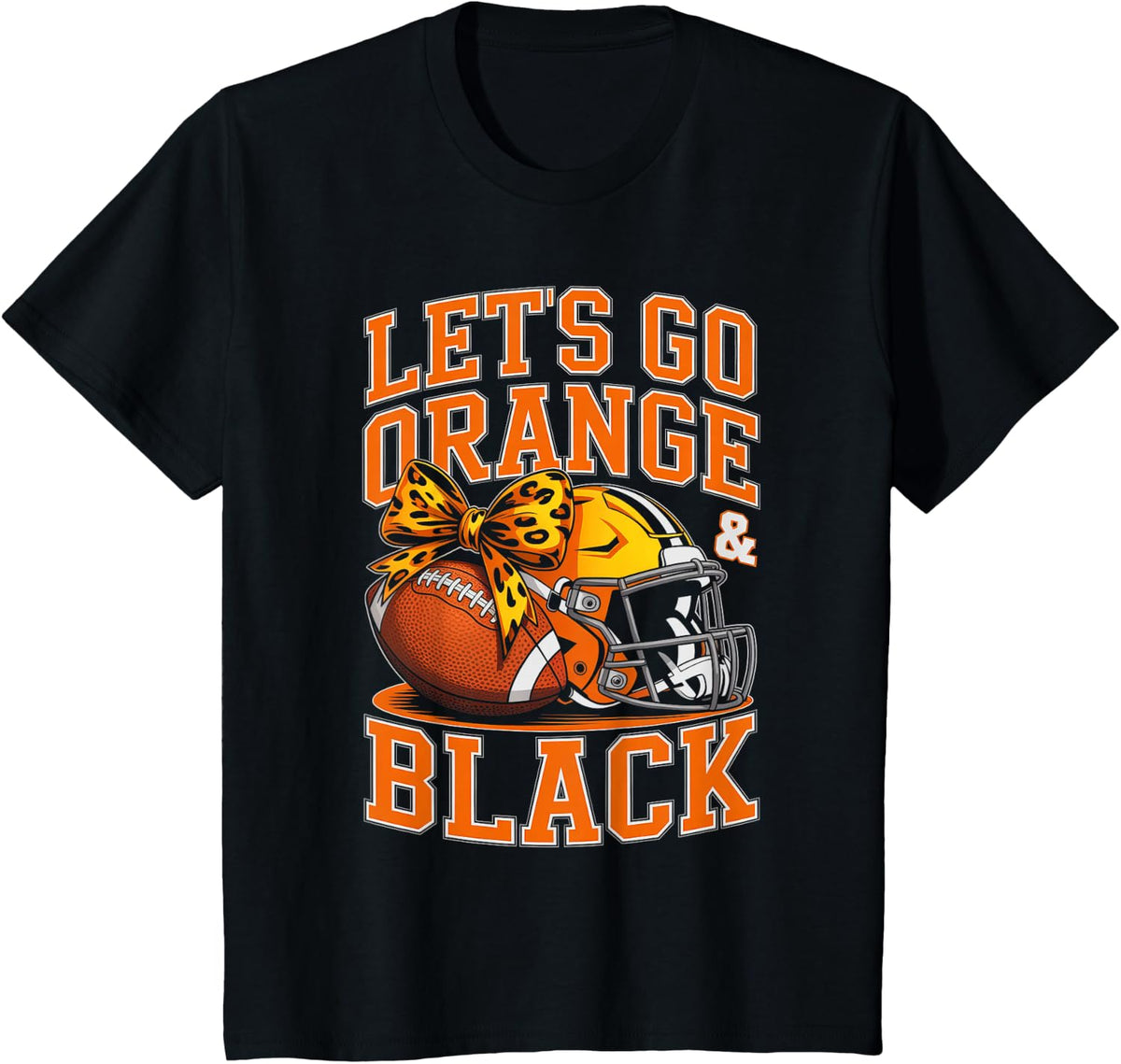 Vintage Let's GO Orange Black High School Game Family Spirit T-Shirt - Black