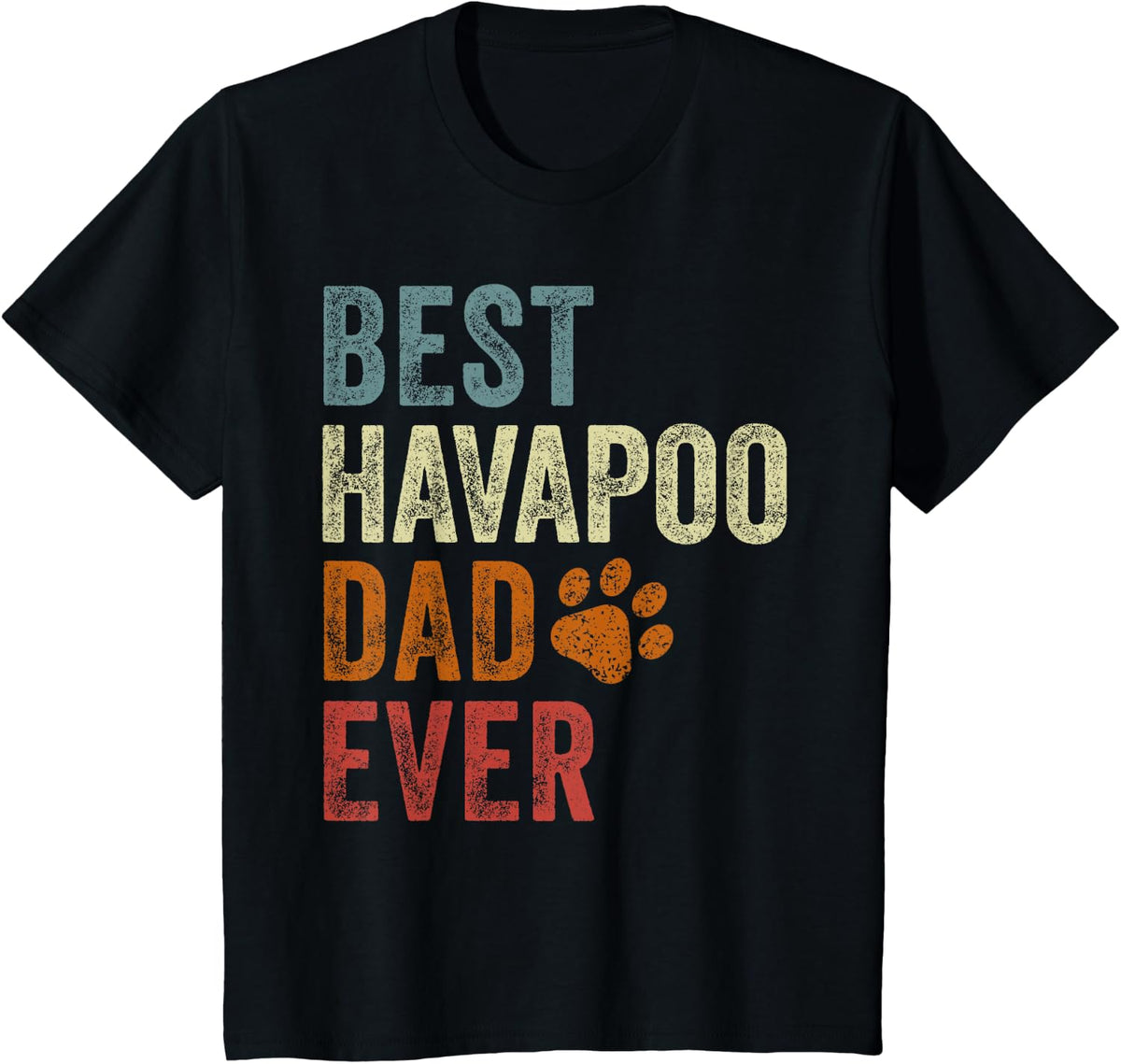 Retro Best Havapoo Dad Ever Havapoo Papa Father's Day T-Shirt - Black