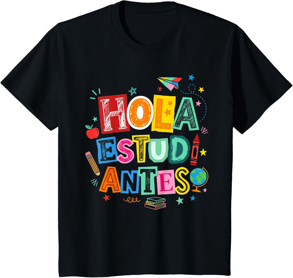 Maestra Hola Estudiantes Back to School Spanish Teacher T-Shirt - Black