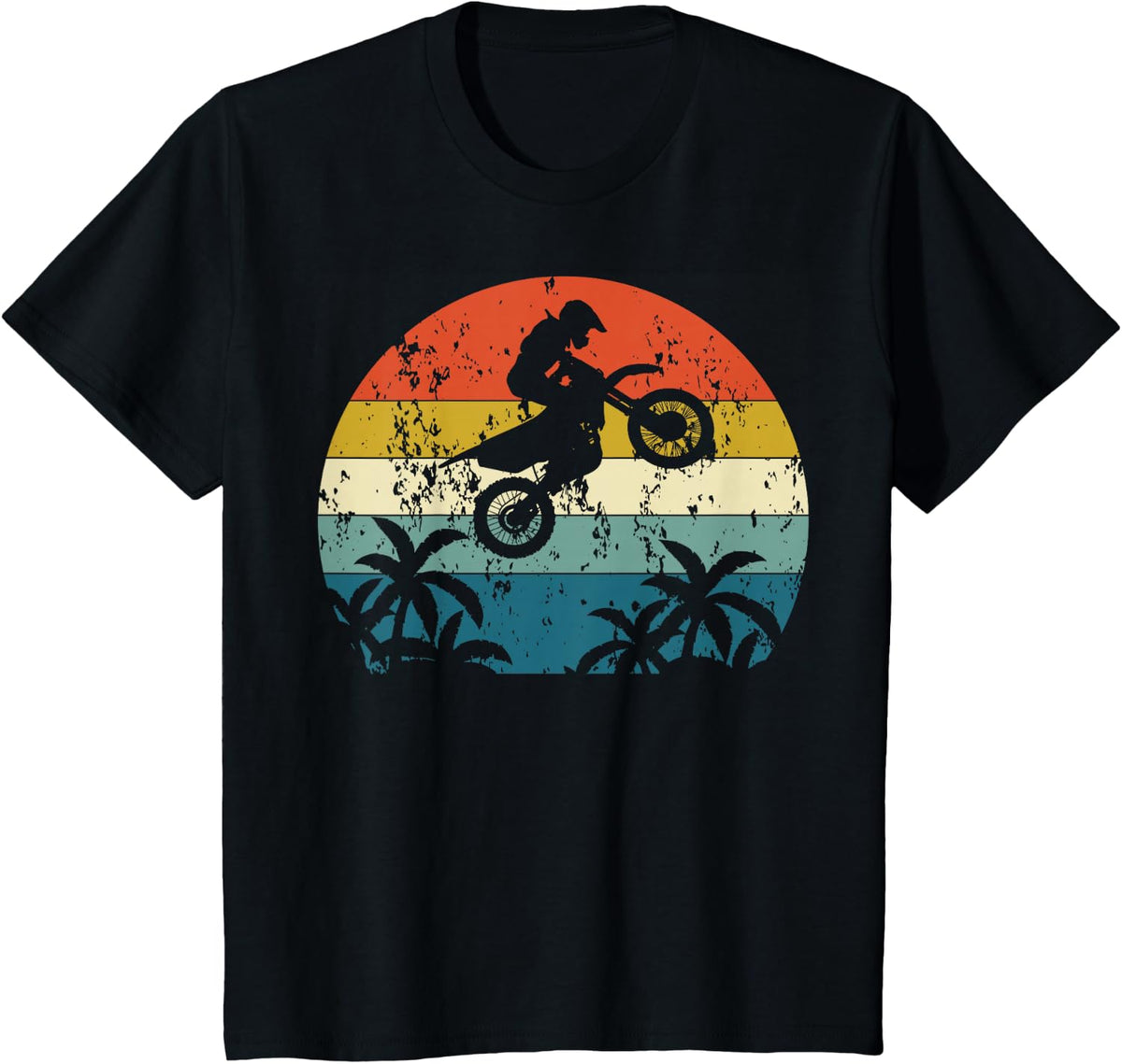 Dirt Bike Motocross Motorcycle Vintage Retro Grunge Hawaii T-Shirt Tee - Black