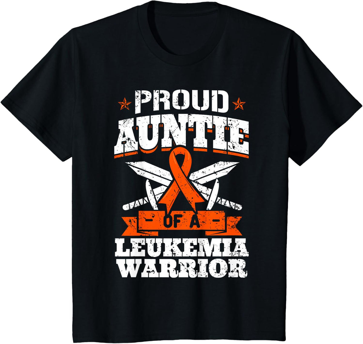 Proud Auntie Of A Leukemia Warrior Awareness Blood Cancer T-Shirt - Black