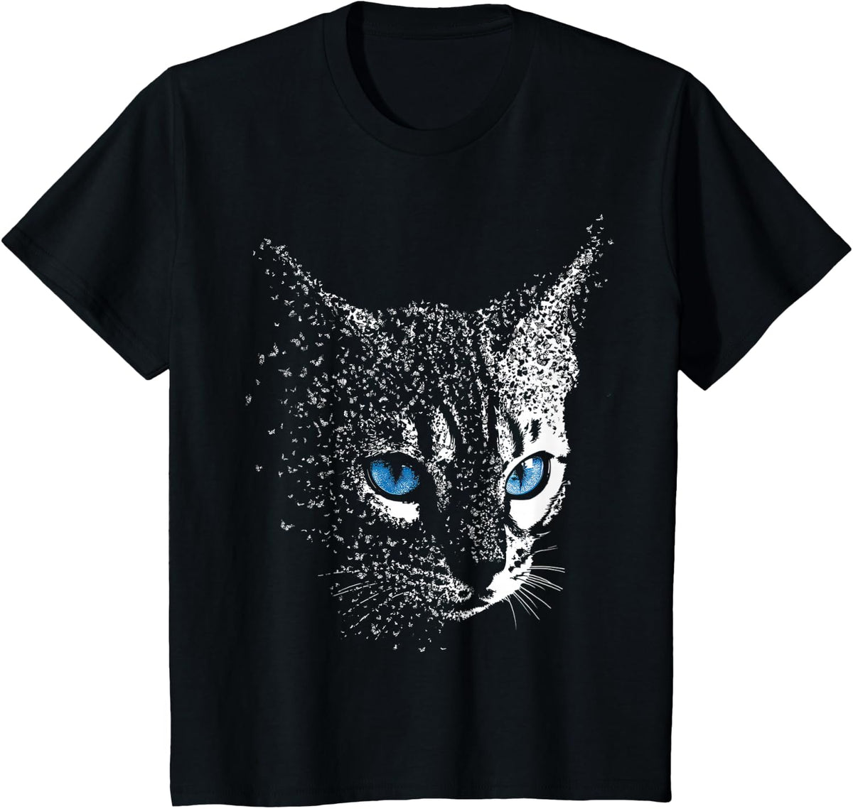 Butterfly Bengal Cat Blue Eyes Art T-Shirt - Black