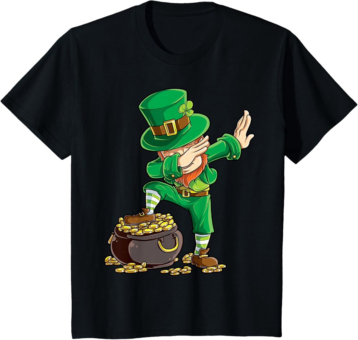 St Patricks Day Dabbing Leprechaun Boys Girls Men Dab Dance T-Shirt Small - Black