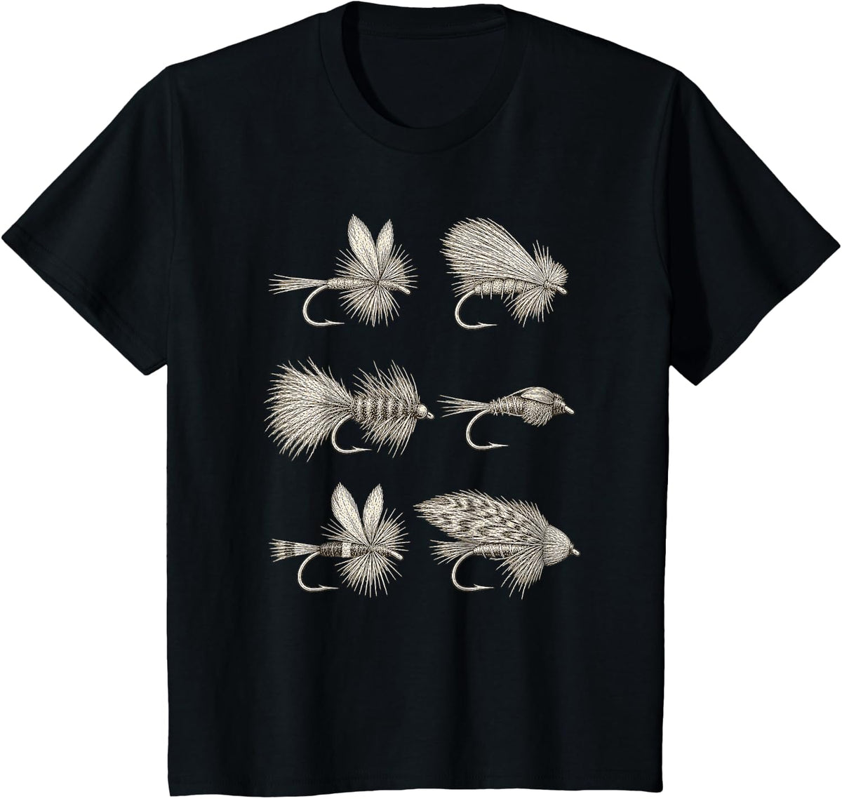 Fly Fishing Trout Flies Field Guide Chart Angler T-Shirt - Black