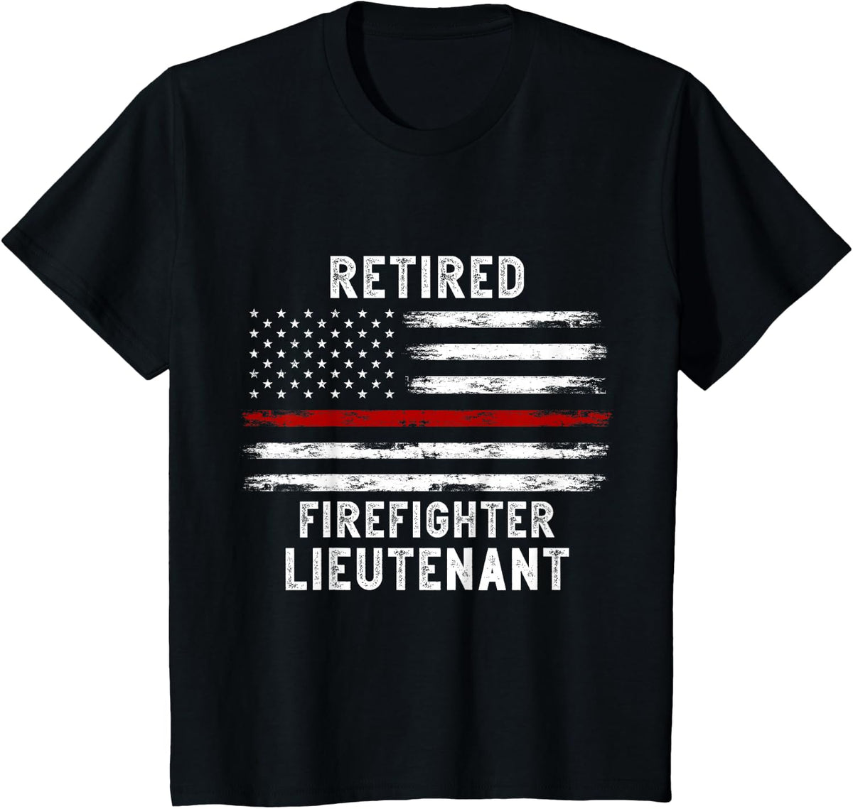 USA Flag Retired Fire Lieutenant 2023 Firefighter Retirement T-Shirt Tee for Men and Women - Black
