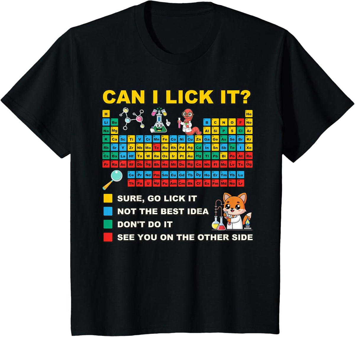 Can I Lick It Periodic Table Funny Chemistry Science Teacher T-Shirt - Black