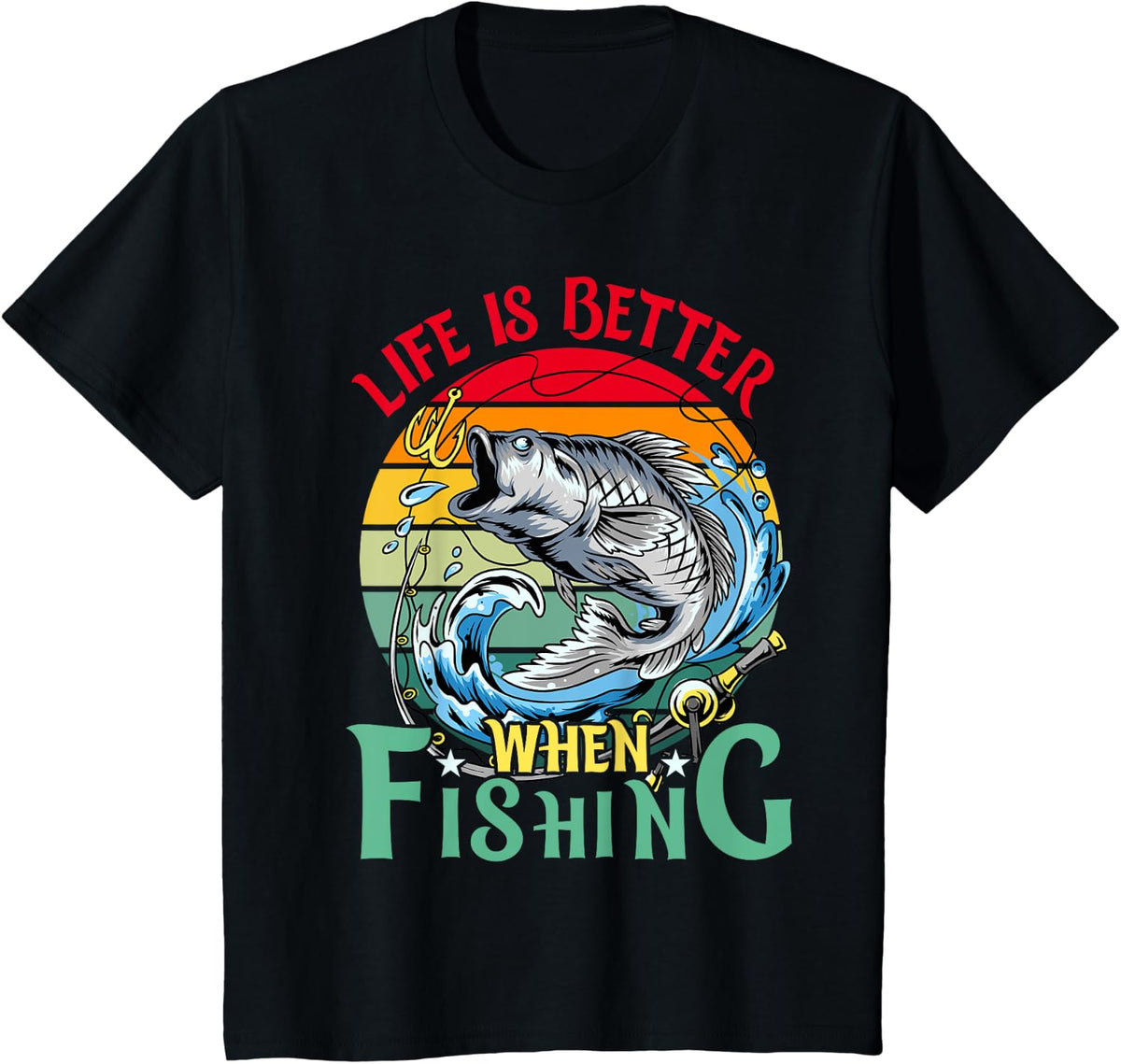 Life is better when Fishing T-Shirt - Black