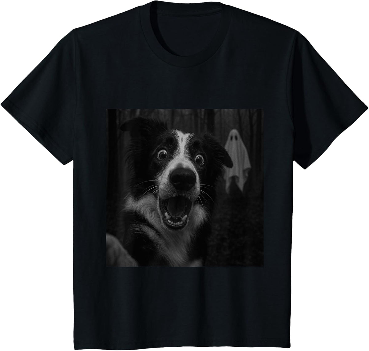Border Collie Ghost Spooky Halloween T-Shirt - Black