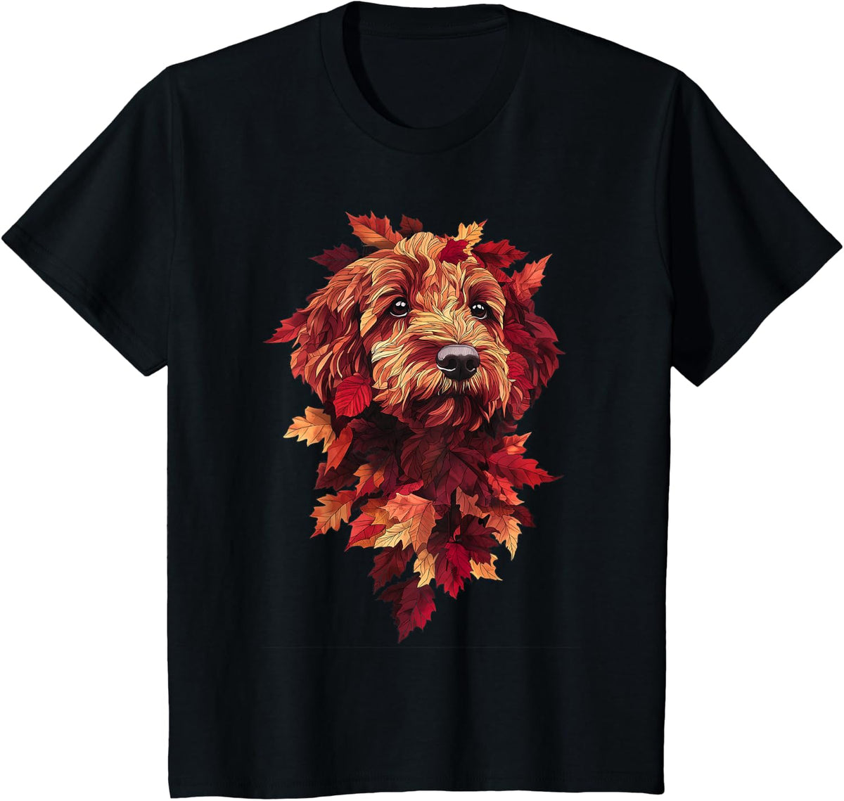 Goldendoodle Labradoodle Autumn Leaves Fall Dog Doodle Mom T-Shirt - Black