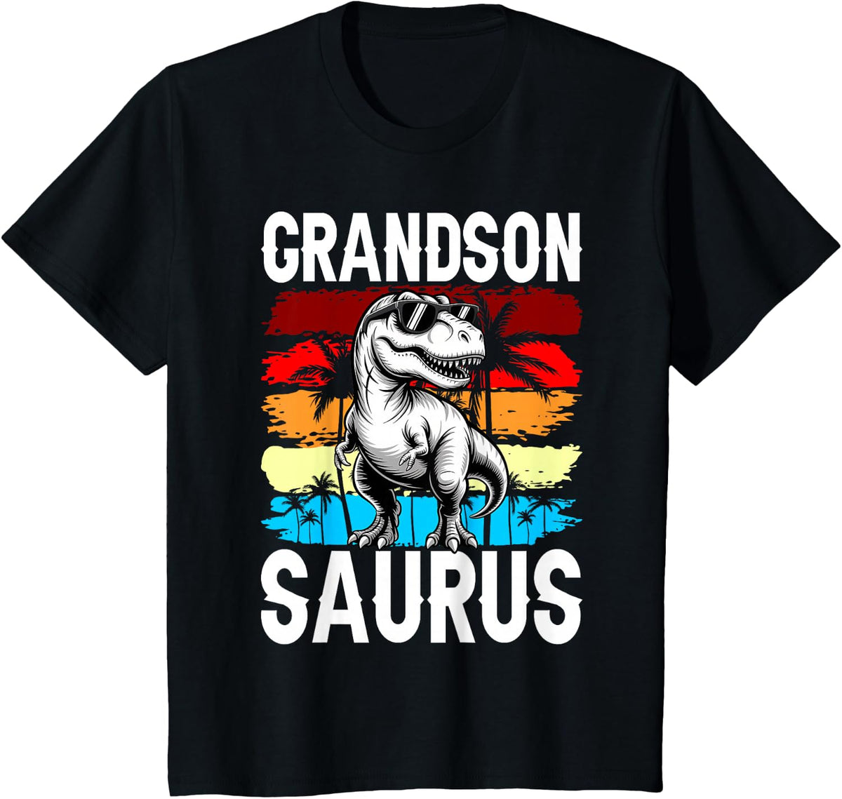 Grandsonsaurus T rex Dinosaur Grandson Saurus Family T-Shirt - Black