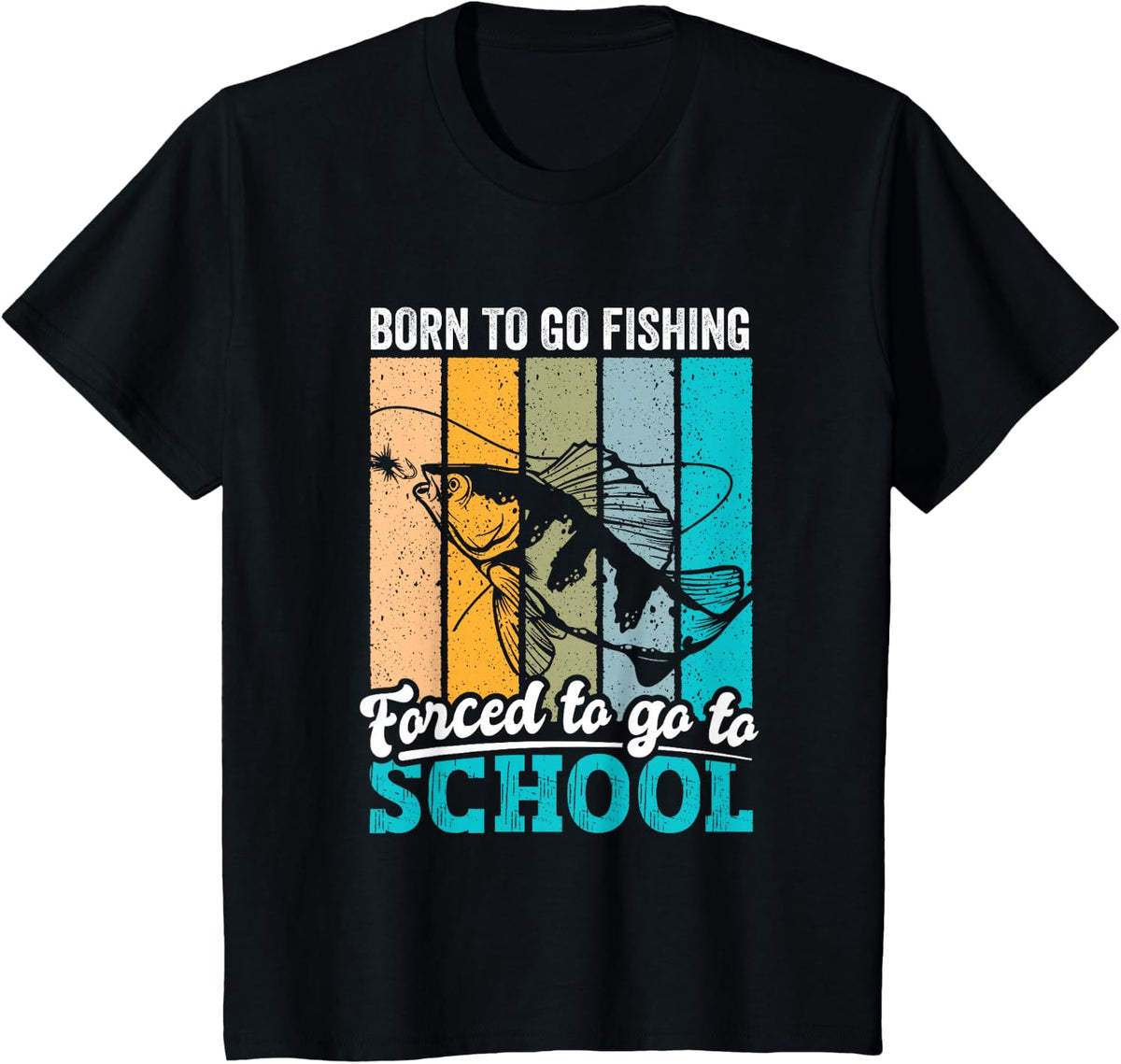 Funny Born to Go Fishing Bass Fish Fisherman Boys Kids T-Shirt - Black
