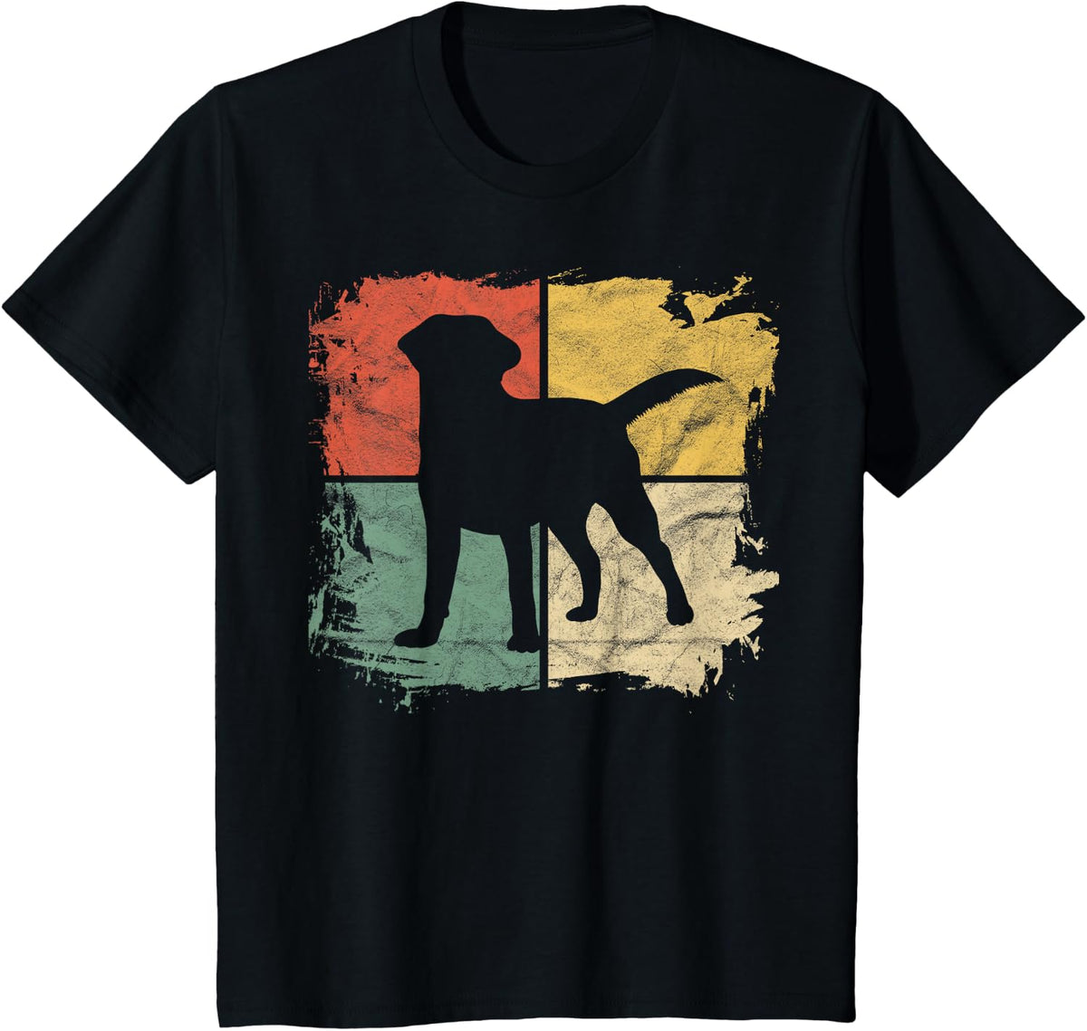 Square Retro Labrador Owner Gift Golden Black Lab Dad Mom T-Shirt - Black