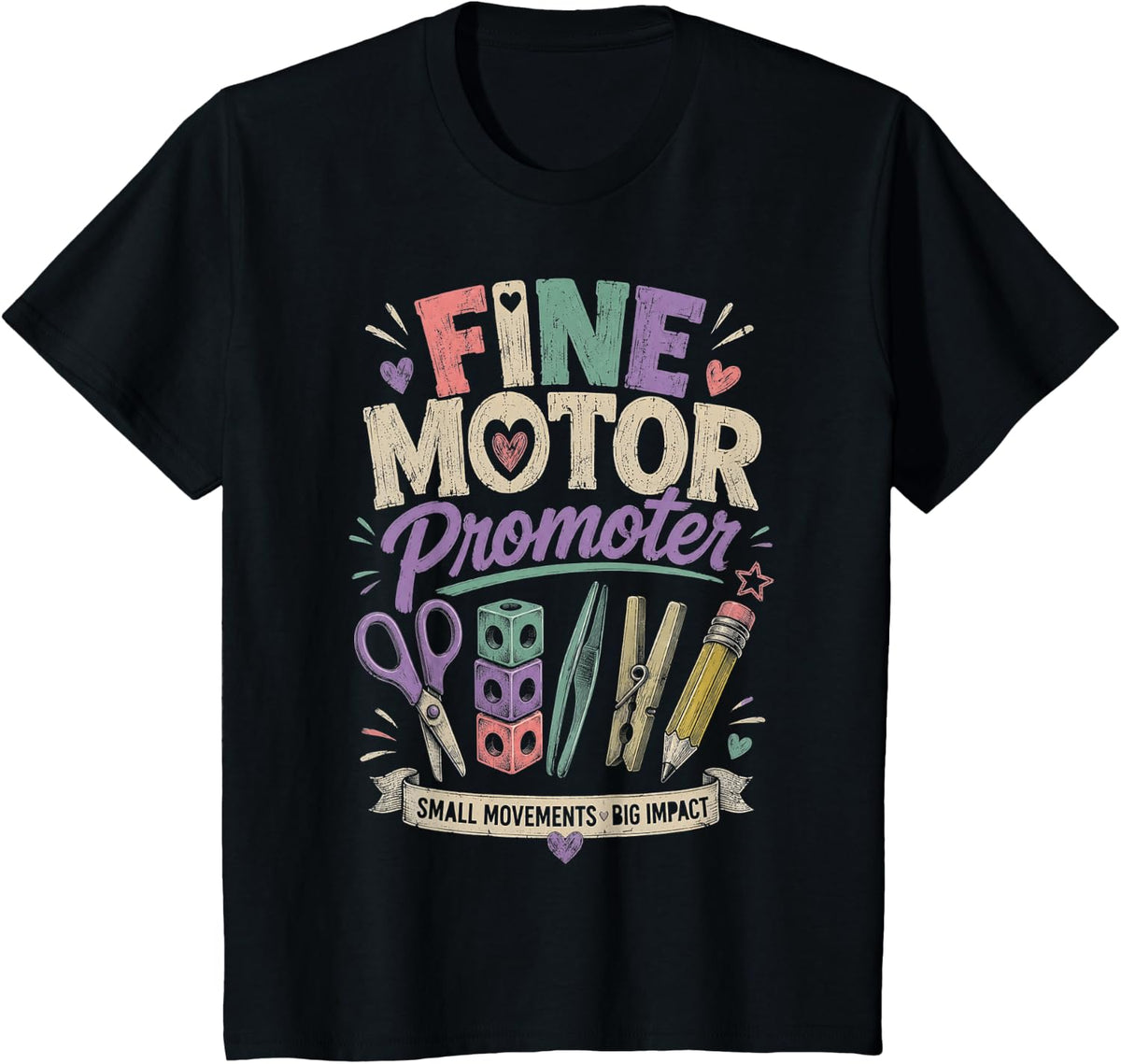 Fine Motor Promoter Occupational Therapy OT Therapist T-Shirt - Black