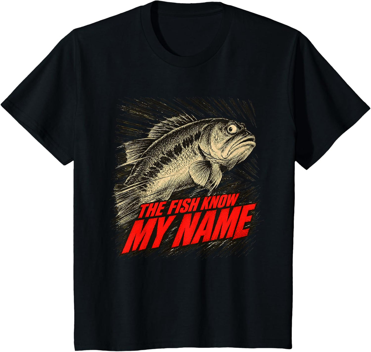 Fish Fear Me Funny Fishing Humor Men Bass Angler Fisherman T-Shirt - Black