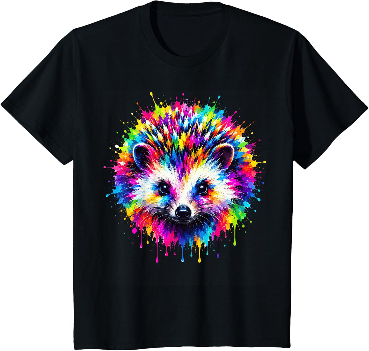 Hedgehog Splash Art T-Shirt - Black