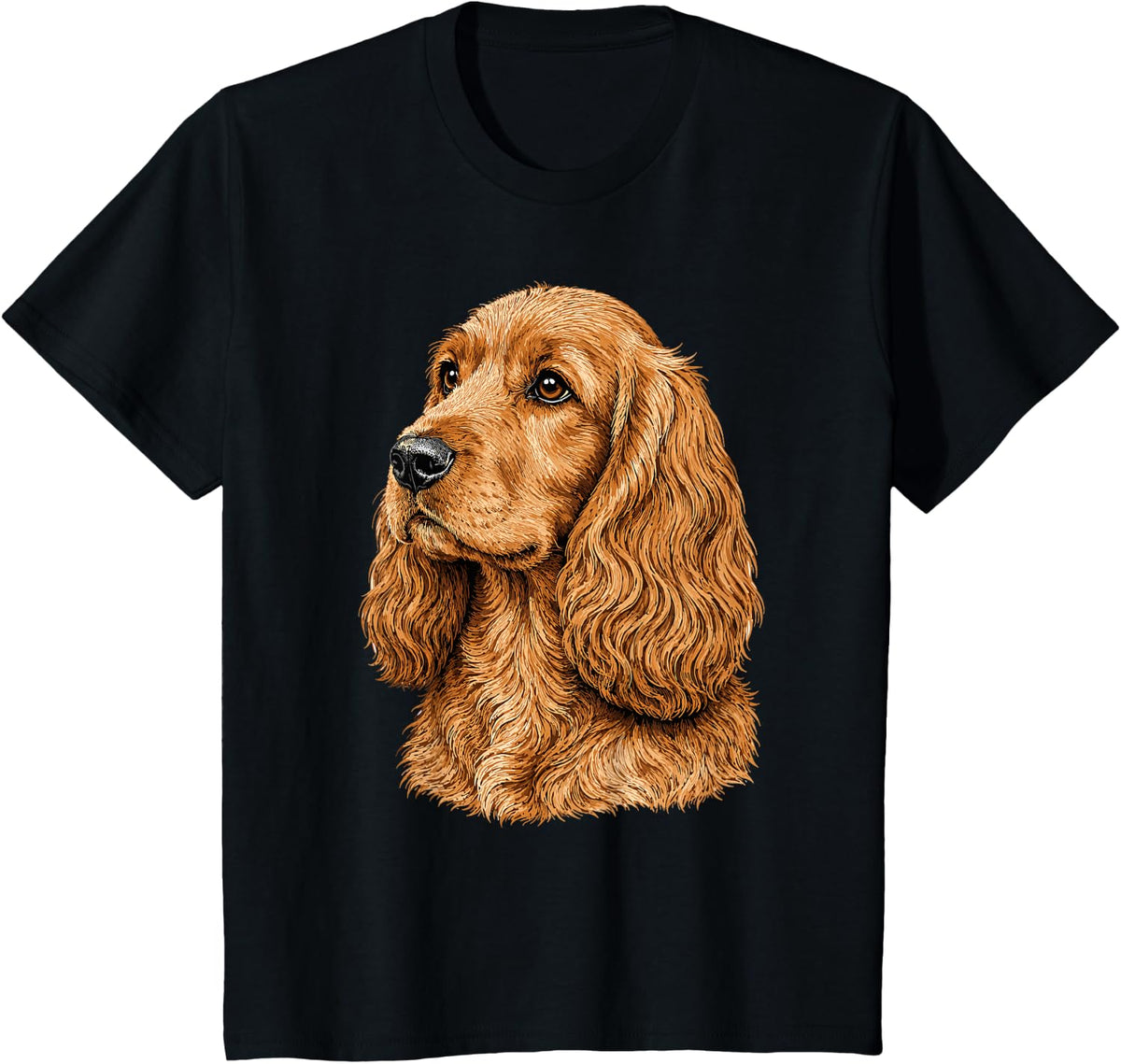 Cocker Spaniel Realistic Portrait Dog Lover Art T-Shirt - Black