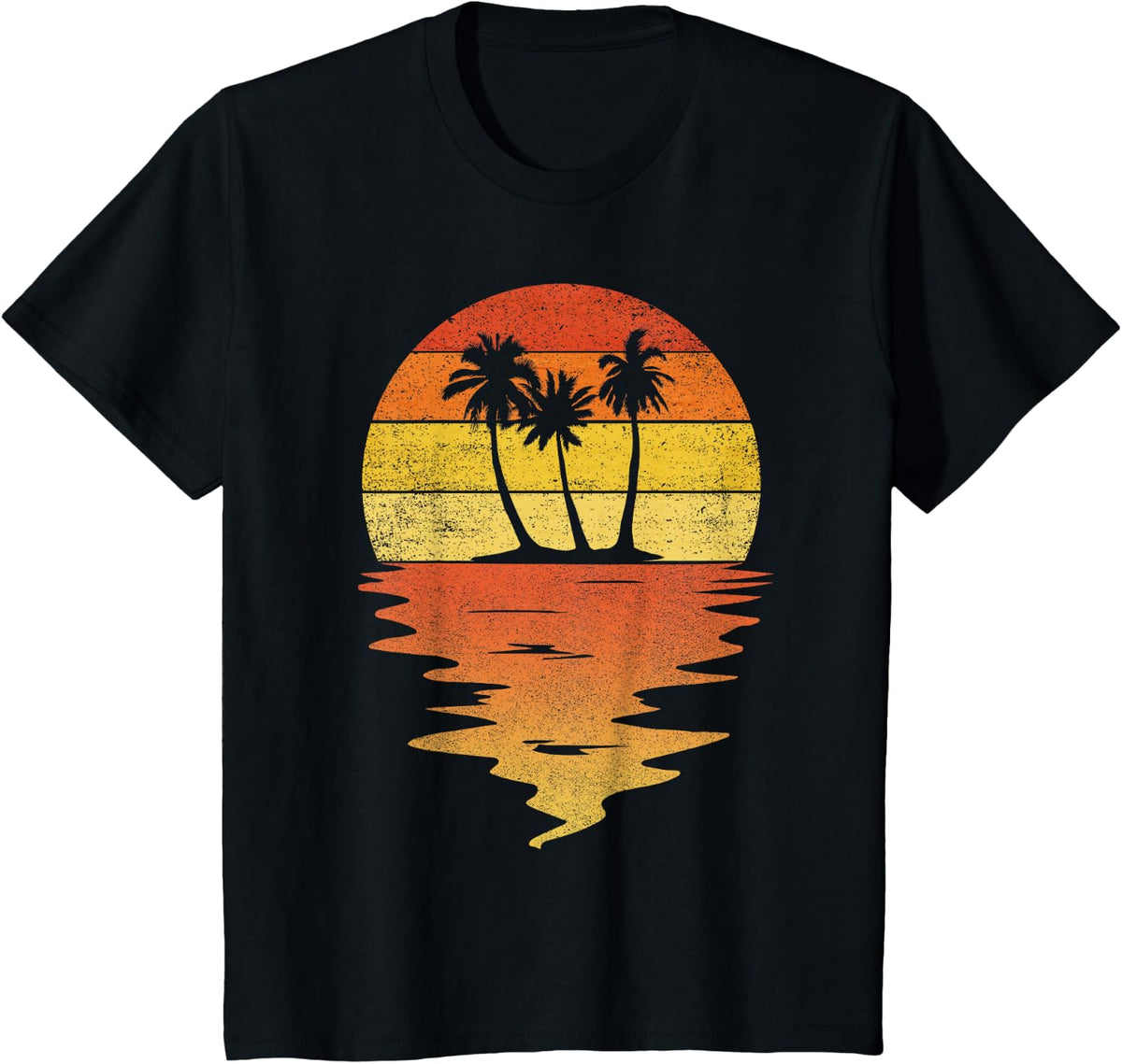 Palm Trees Shirt Retro Sunset 70s Vintage Palm Trees T-Shirt - Black