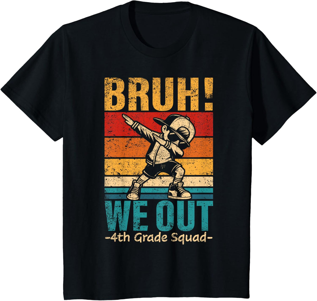 Fourth Grade Dabbing Boy Bruh We Out 4th Grade Squad Student T-Shirt - Black