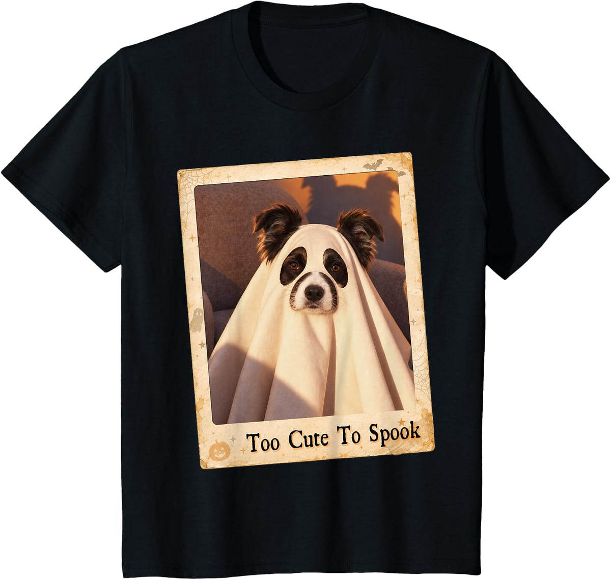 Border Collie Cute Ghost Dog Halloween Sheet Costume T-Shirt - Black