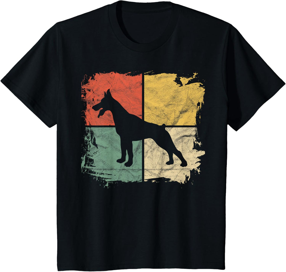 Square Retro Doberman Owner Gift Dog Pinschers Dobie Dad Mom T-Shirt - Black
