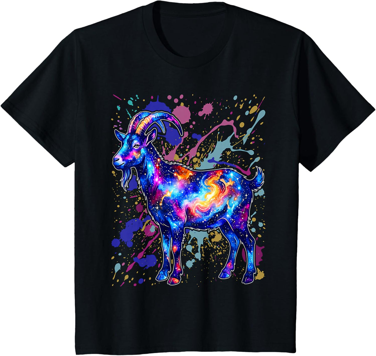 Goat Colourful Art Animals Animal Motif Goat T-Shirt - Black