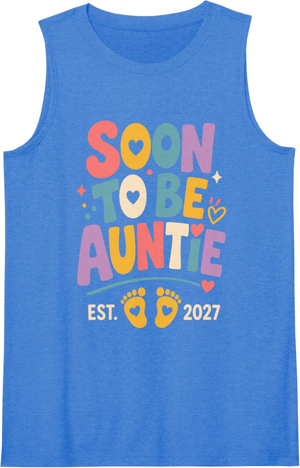 Women's Soon to Be Auntie Est 2027 Pregnancy Reveal Sleeveless Tank Top - Royal Blue