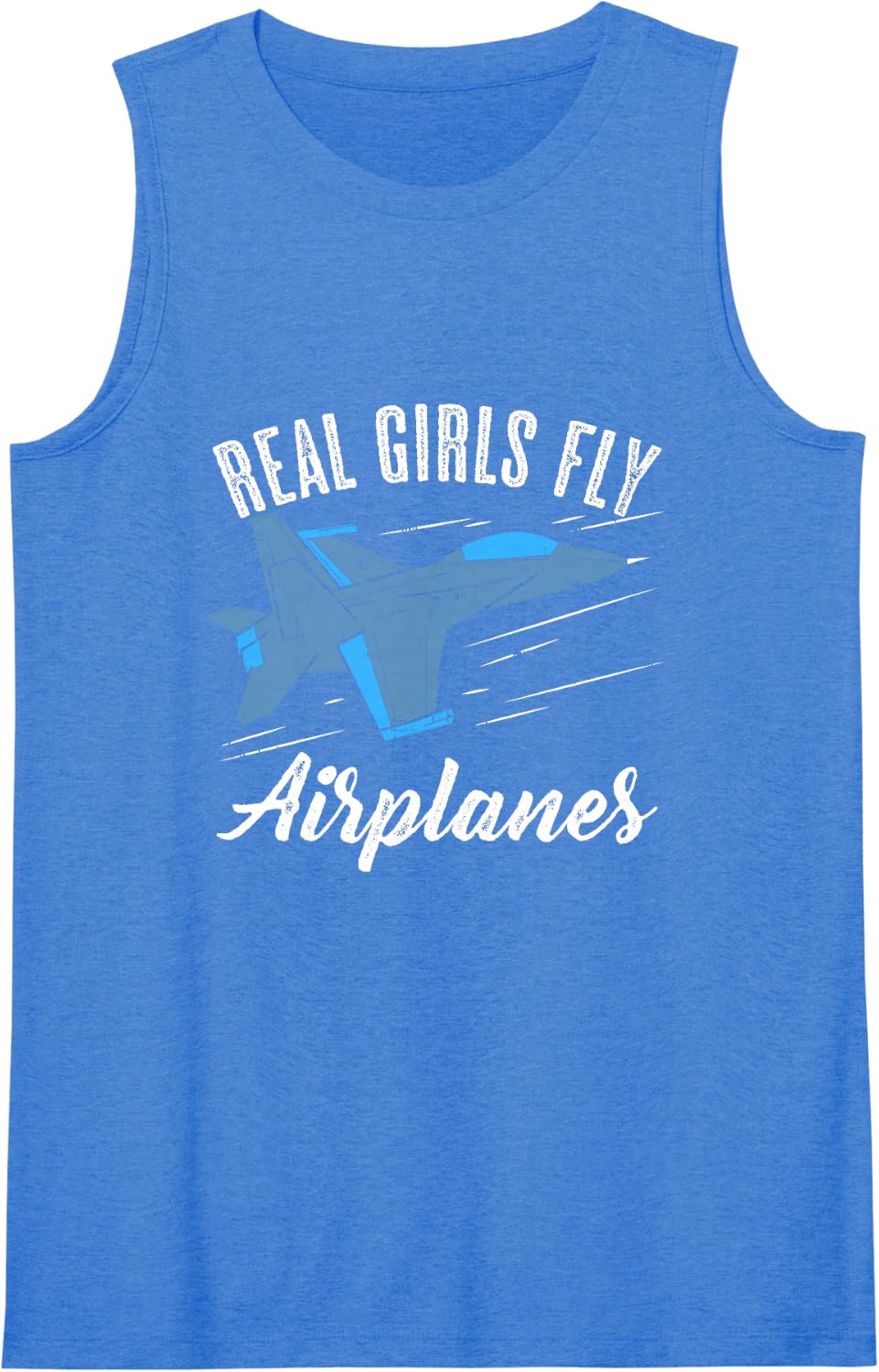 Women's Girls Fly Airplanes Funny Aviation Future Pilot Jet Lovers Sleeveless Tank Top - Royal Blue