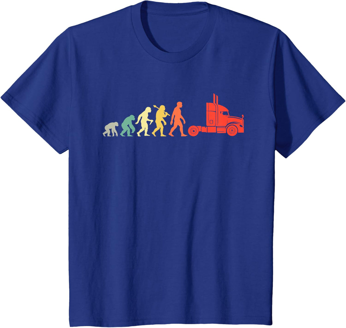 Retro Truck Driver Evolution Lorry Drivers Funny Transport T-Shirt - Royal Blue