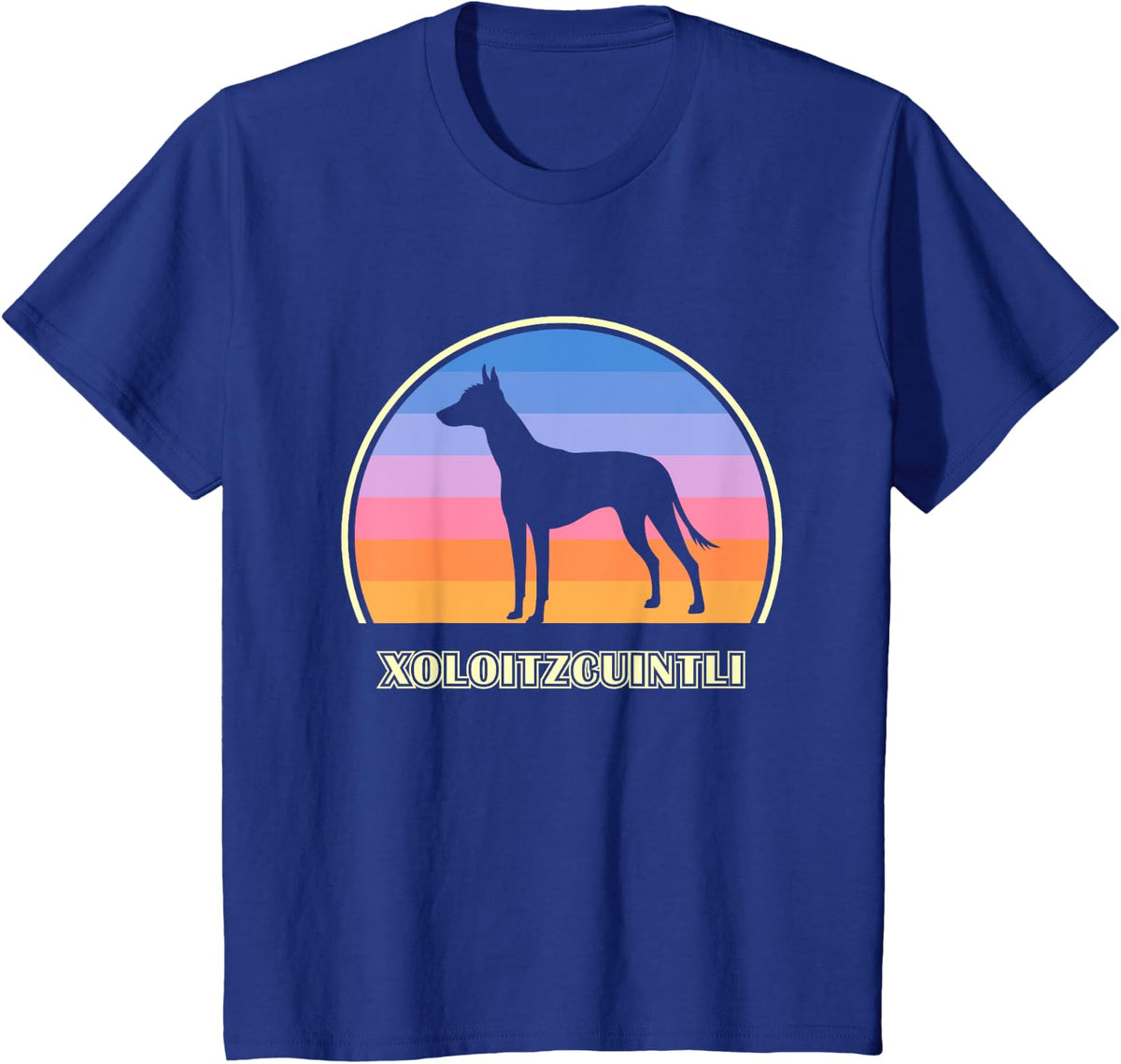 Xoloitzcuintli Vintage Sunset Dog T-Shirt for Men Women Kids - Royal Blue