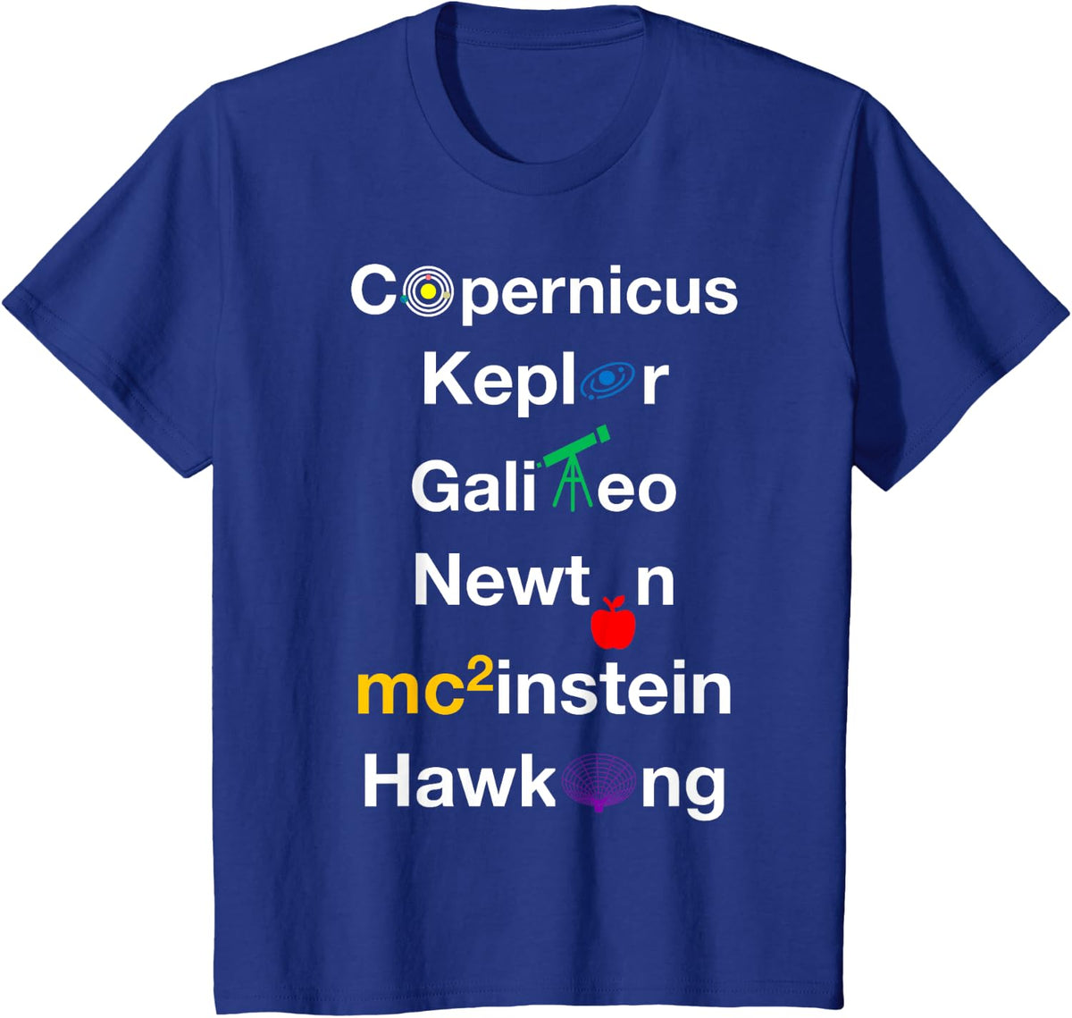 Nerdy Copernicus Galileo Kepler Newton Space Scientists Gift T-Shirt - Royal Blue