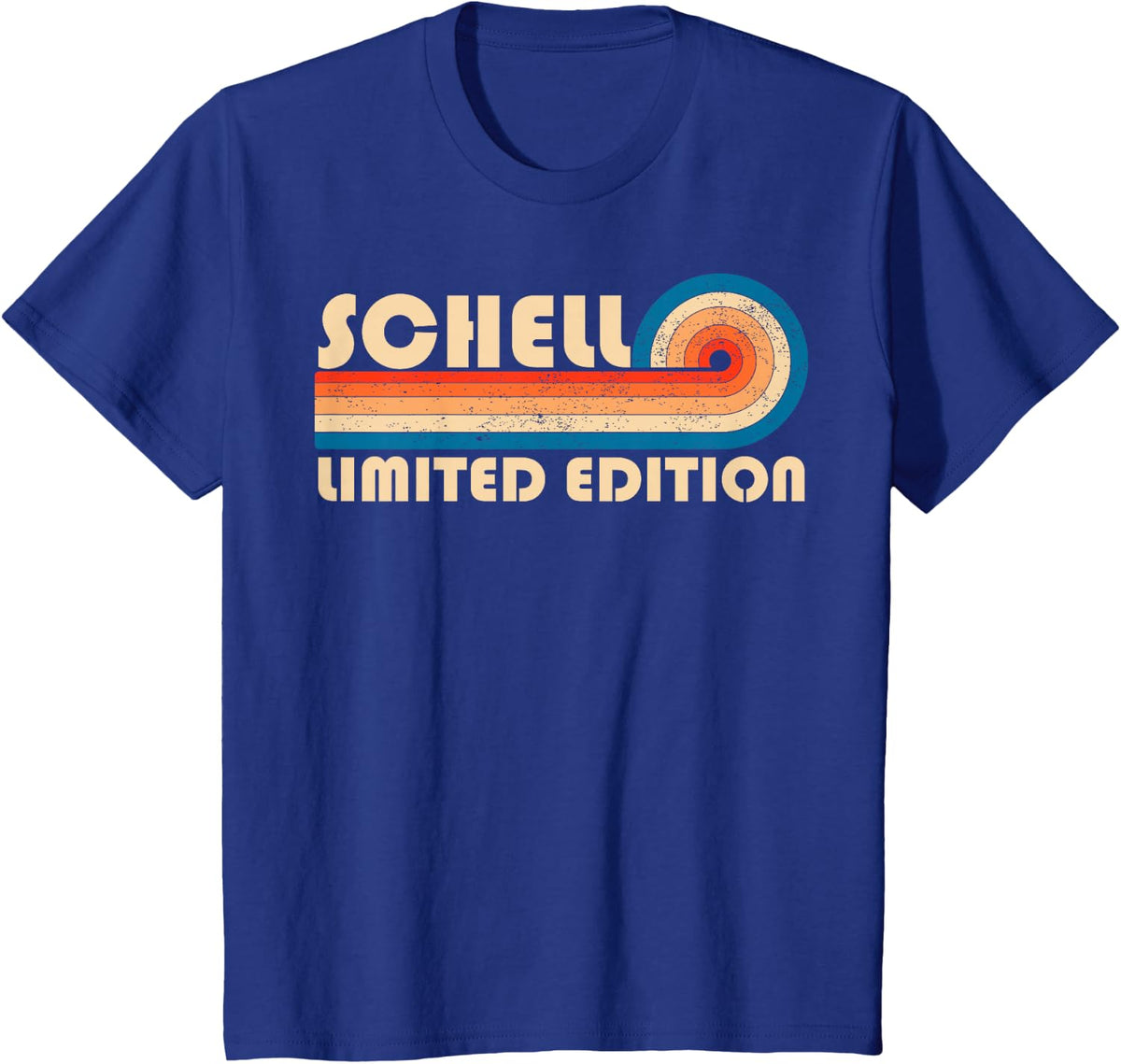 SCHELL Retro 70s 80s Sunset Stripe T-Shirt - Royal Blue