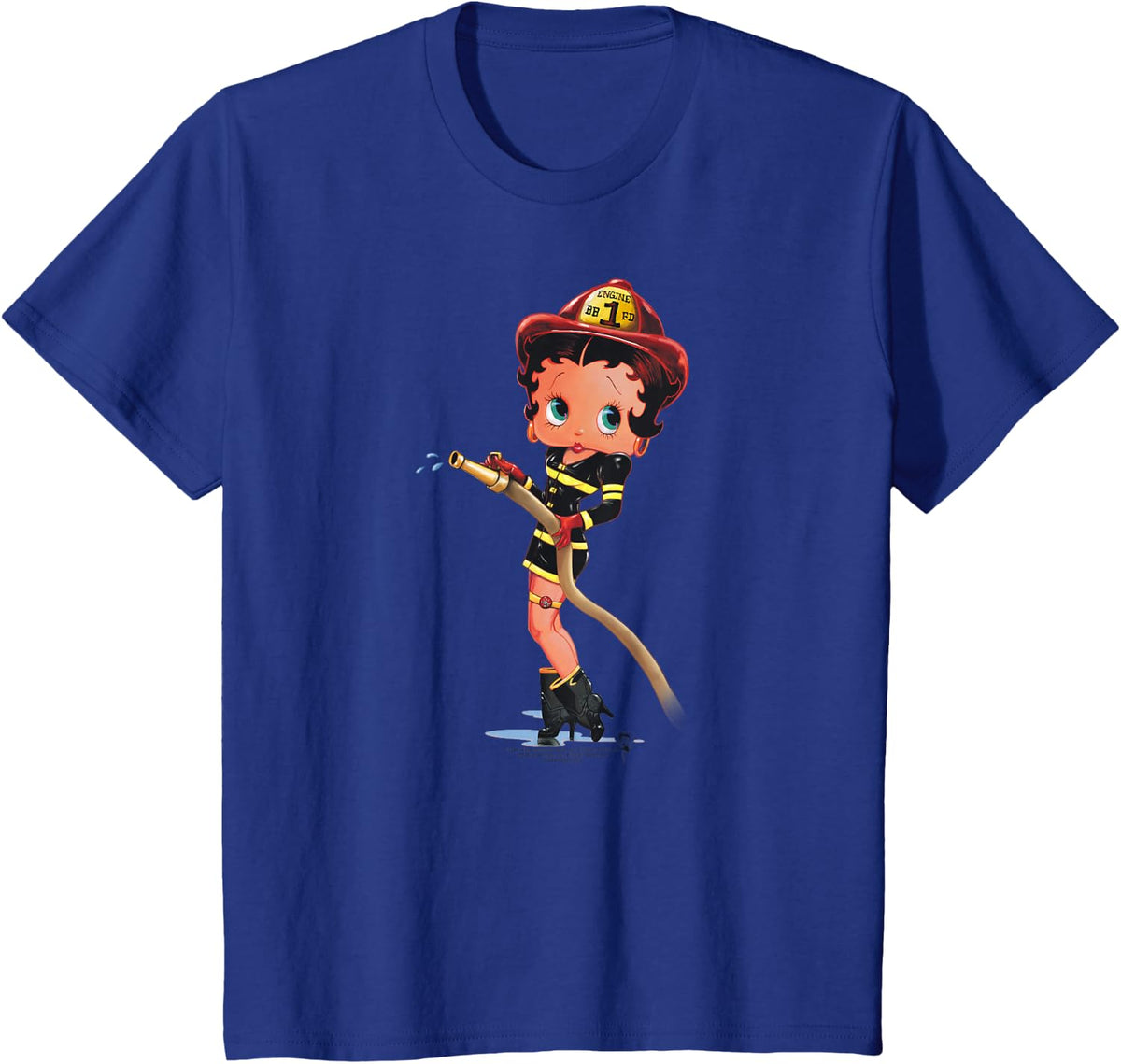 Betty Boop Firefighter T-Shirt - Royal Blue