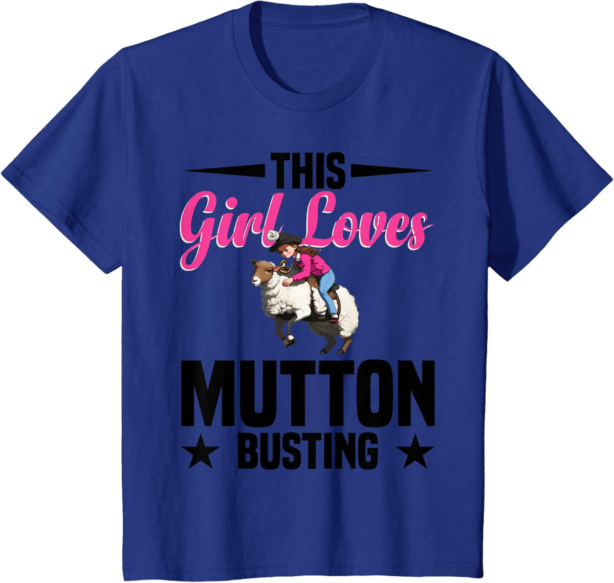 Mutton Busting Rodeo Tees T Shirts for Girls Cowgirl Vest Buster - Royal Blue