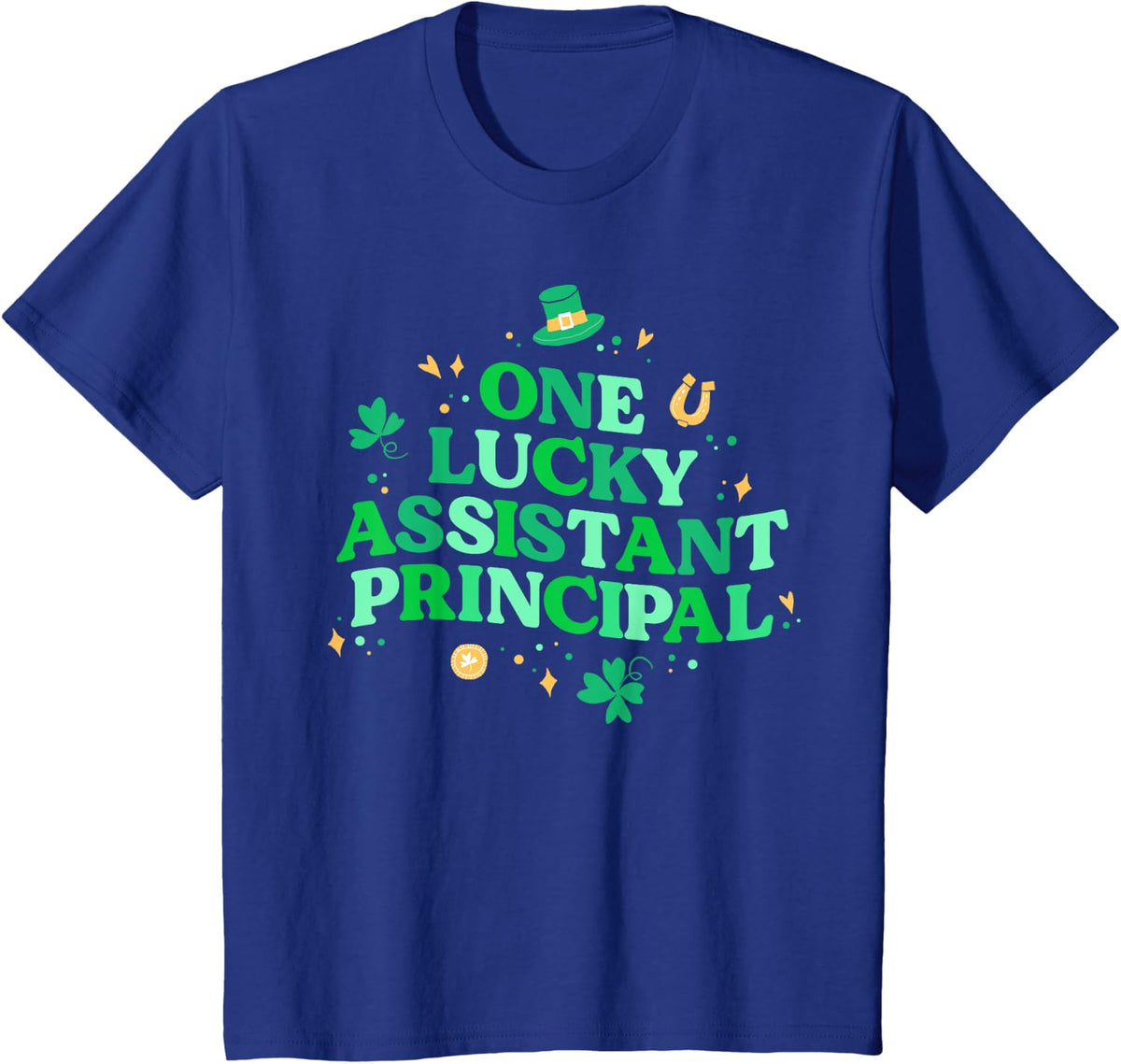 One Lucky Assistant Principal St Patricks Day Retro Clover T-Shirt - Royal Blue