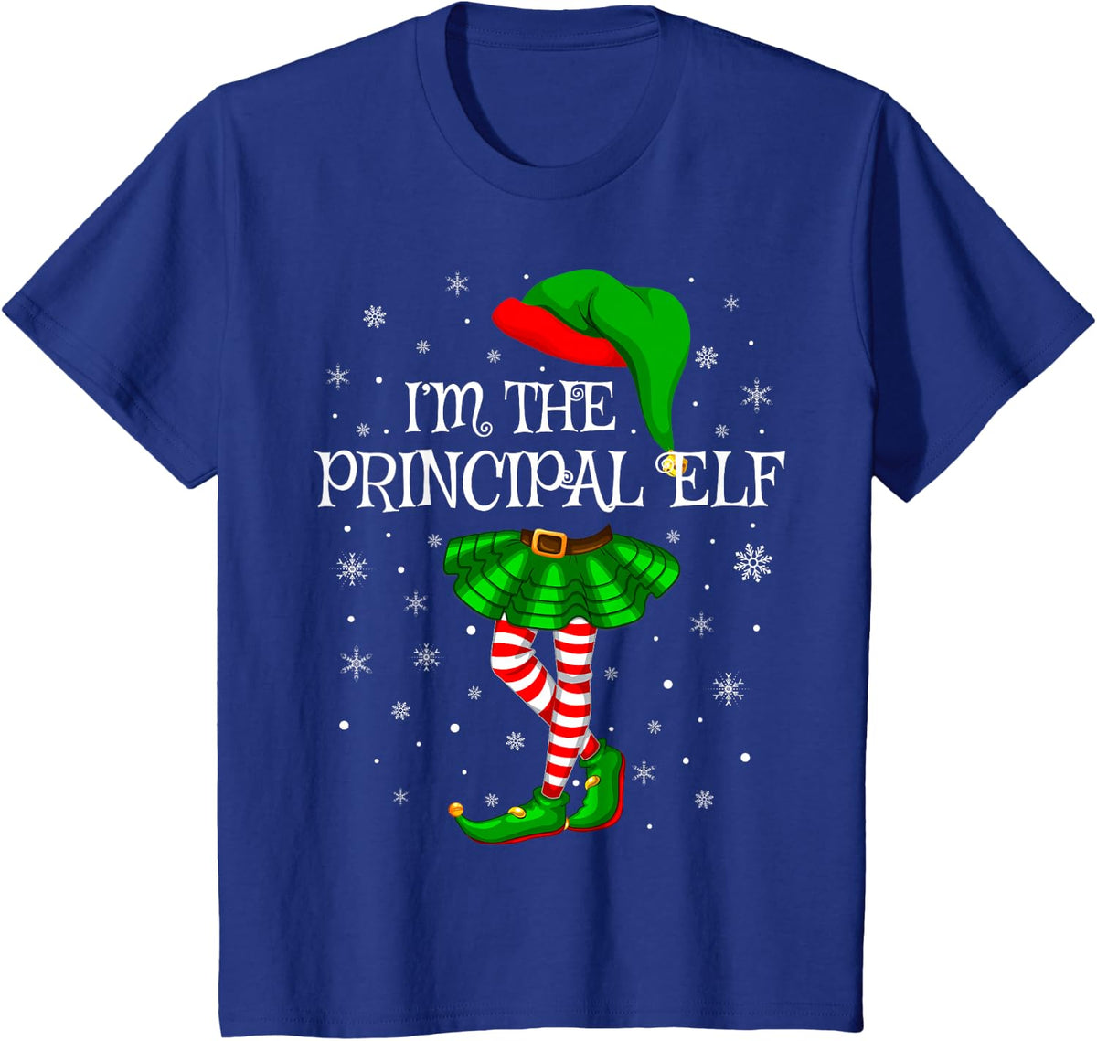 Principal Elf Christmas Matching Family Women Girls Elf T-Shirt - Royal Blue