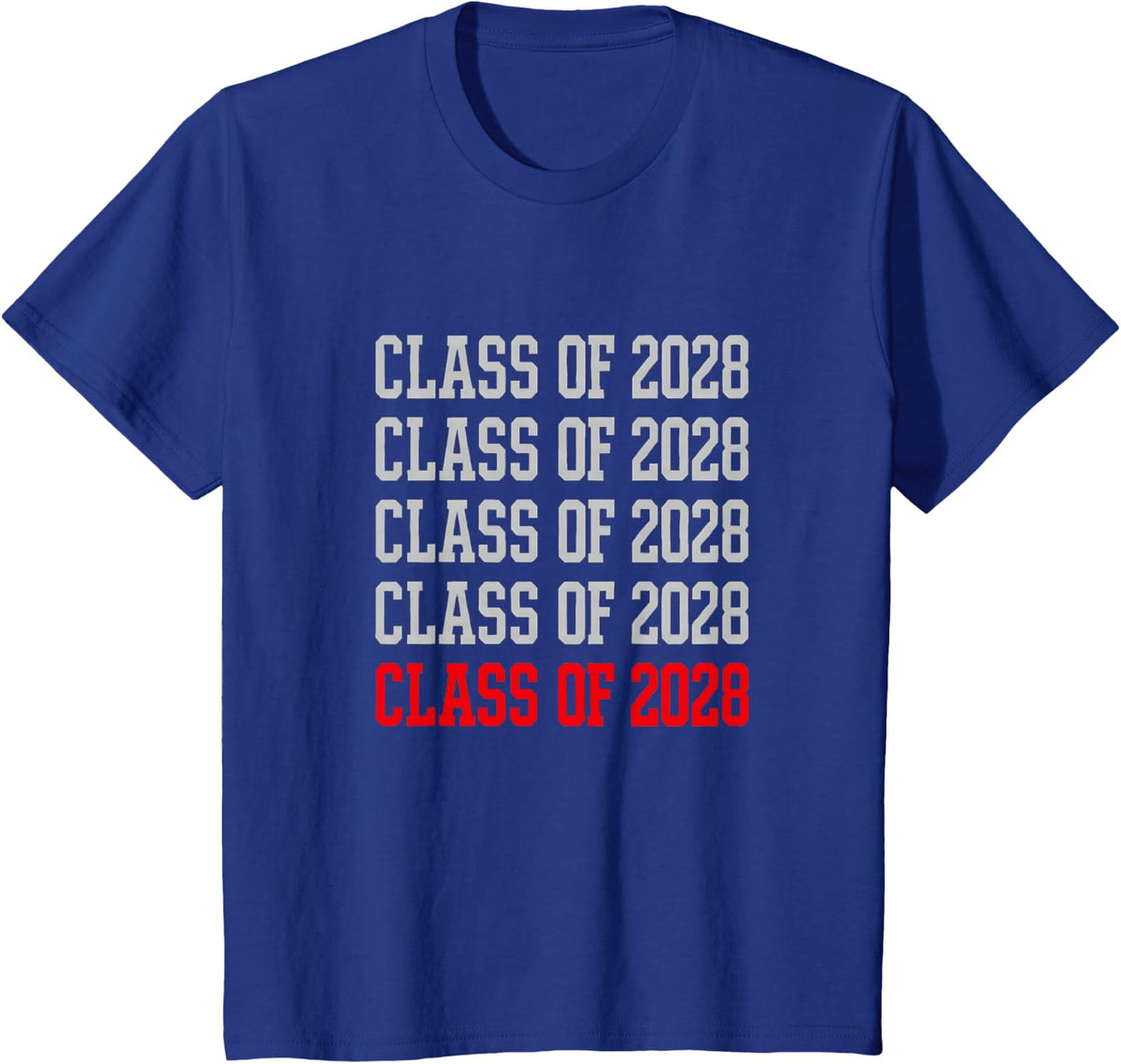 Class of 2028 Stacked Varsity 11th Grade School Junior T-Shirt - Royal Blue