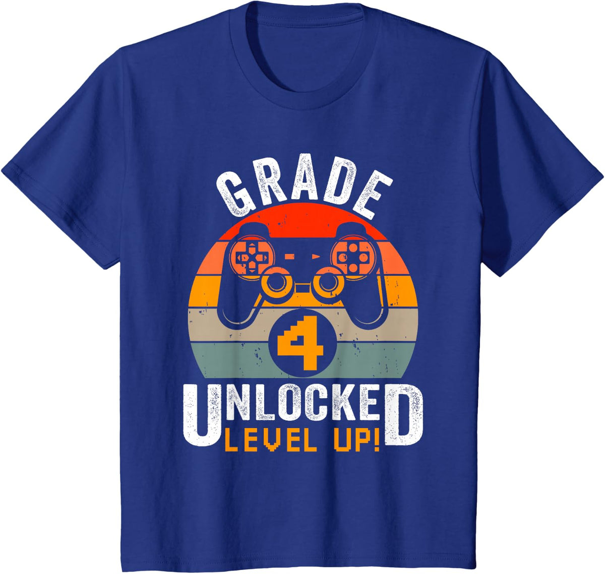 Fourth Grade Unlocked Level Up Gamer Vintage Video Game T-Shirt - Royal Blue